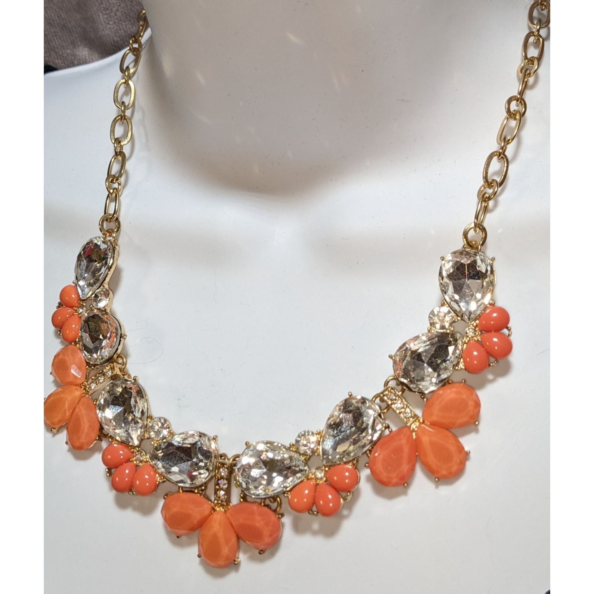 Other Y2K Glam Clear & Orange Teardrop Statement Necklace Size ONE SIZE - 5 Thumbnail