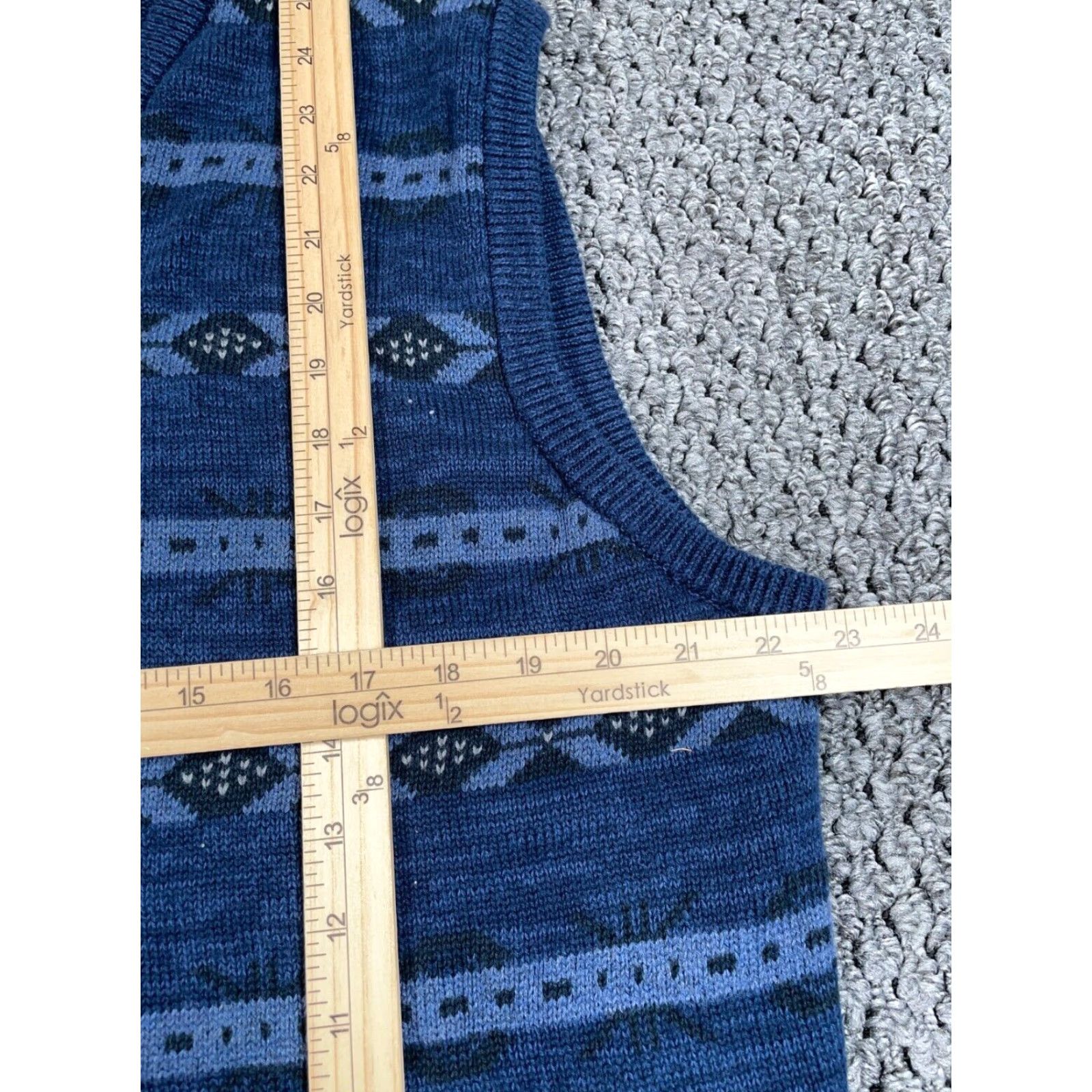 Chaps Chaps Vest Sweater Adult XL Dark Blue Aztec Geometric Pattern V-Neck Cotton Knit Size US XL / EU 56 / 4 - 5 Thumbnail