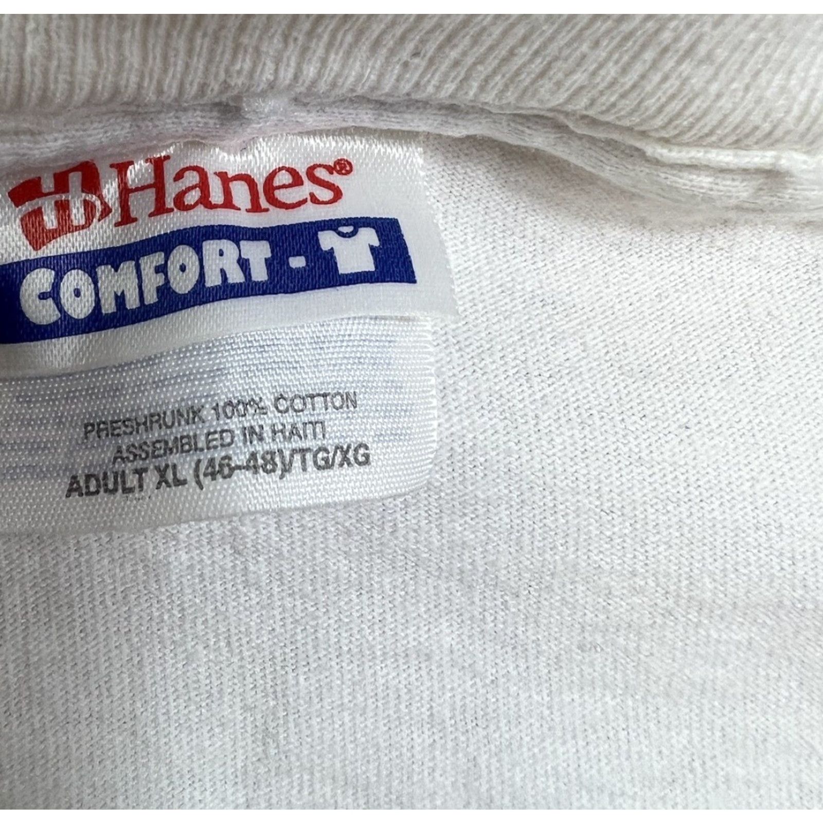 Hanes VINTAGE Hanes White T-Shirt XL Men's Short Sleeve Crew Neck Graphic Print STL 2003 Blue Pattern USA Outdoor 2003 Century Size US XL / EU 56 / 4 - 3 Thumbnail