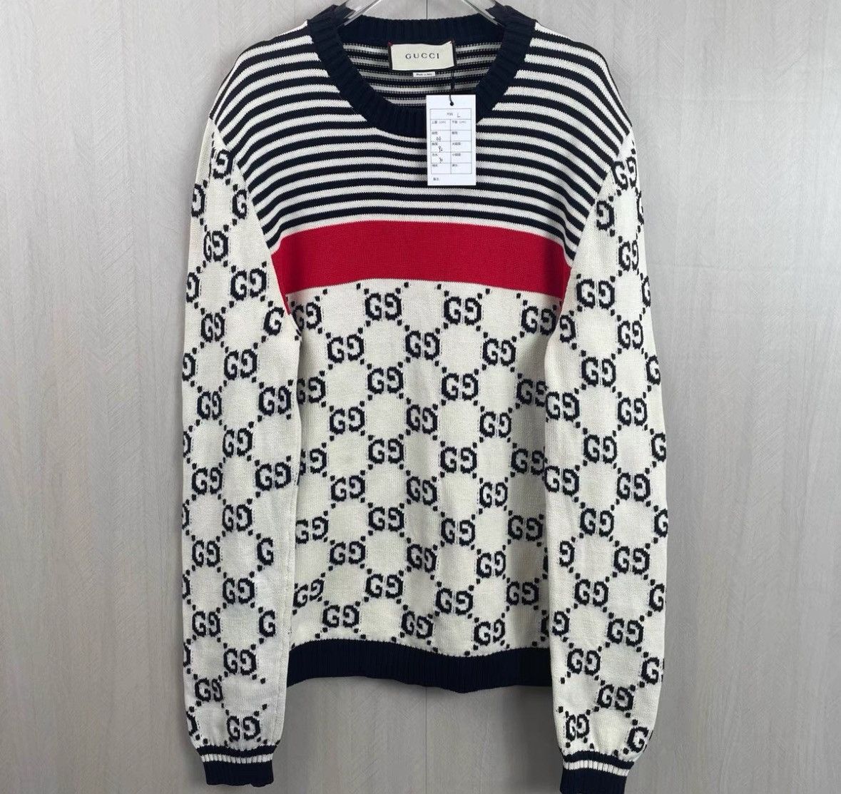 Gucci Gucci Classic double G black and white red color block knit Size US L / EU 52-54 / 3 - 1 Thumbnail