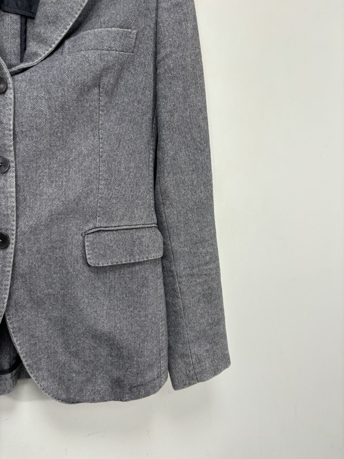 Tagliatore Tagliatore Women’s Herringbone Gray Wool Blend Blazer Jacket Size M / US 6-8 / IT 42-44 - 10 Thumbnail