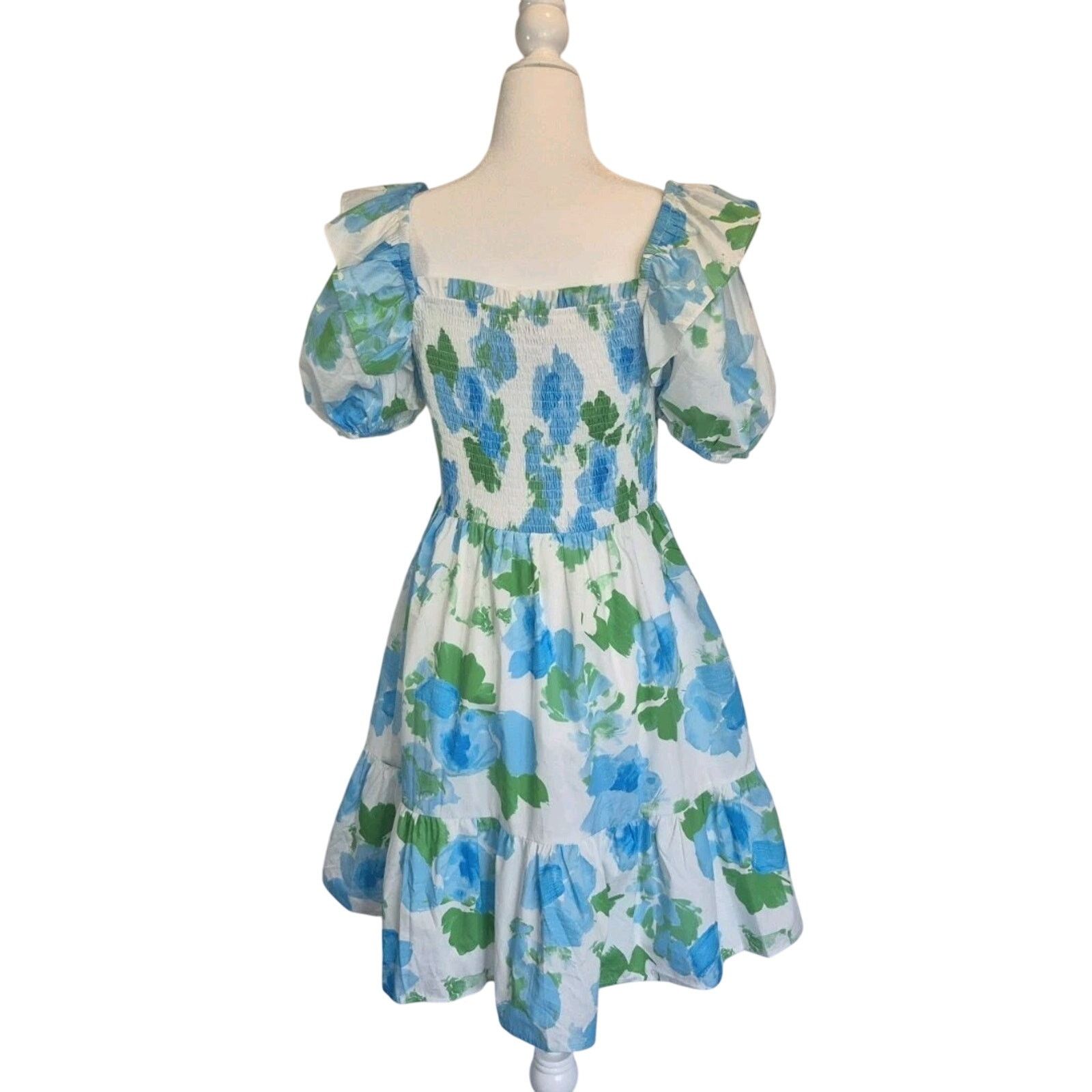 Anthropologie New Anthropologie Sugarlips Smocked Blue Green Dress Medium Size M / US 6-8 / IT 42-44 - 5 Thumbnail