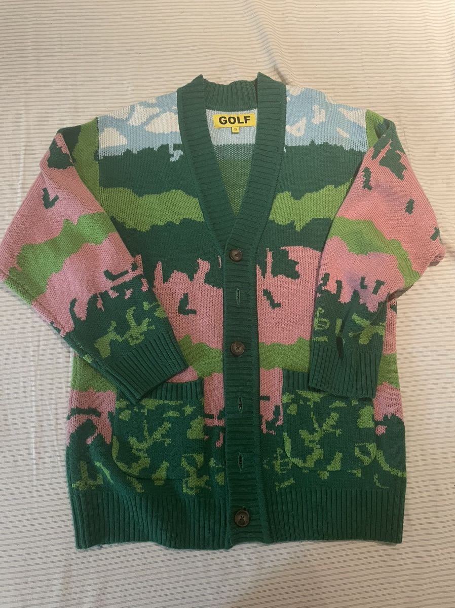 image of Golf Le Fleur x Golf Wang Autumn/winter 2018 Landscape Cardigan in Green, Men's (Size Small)