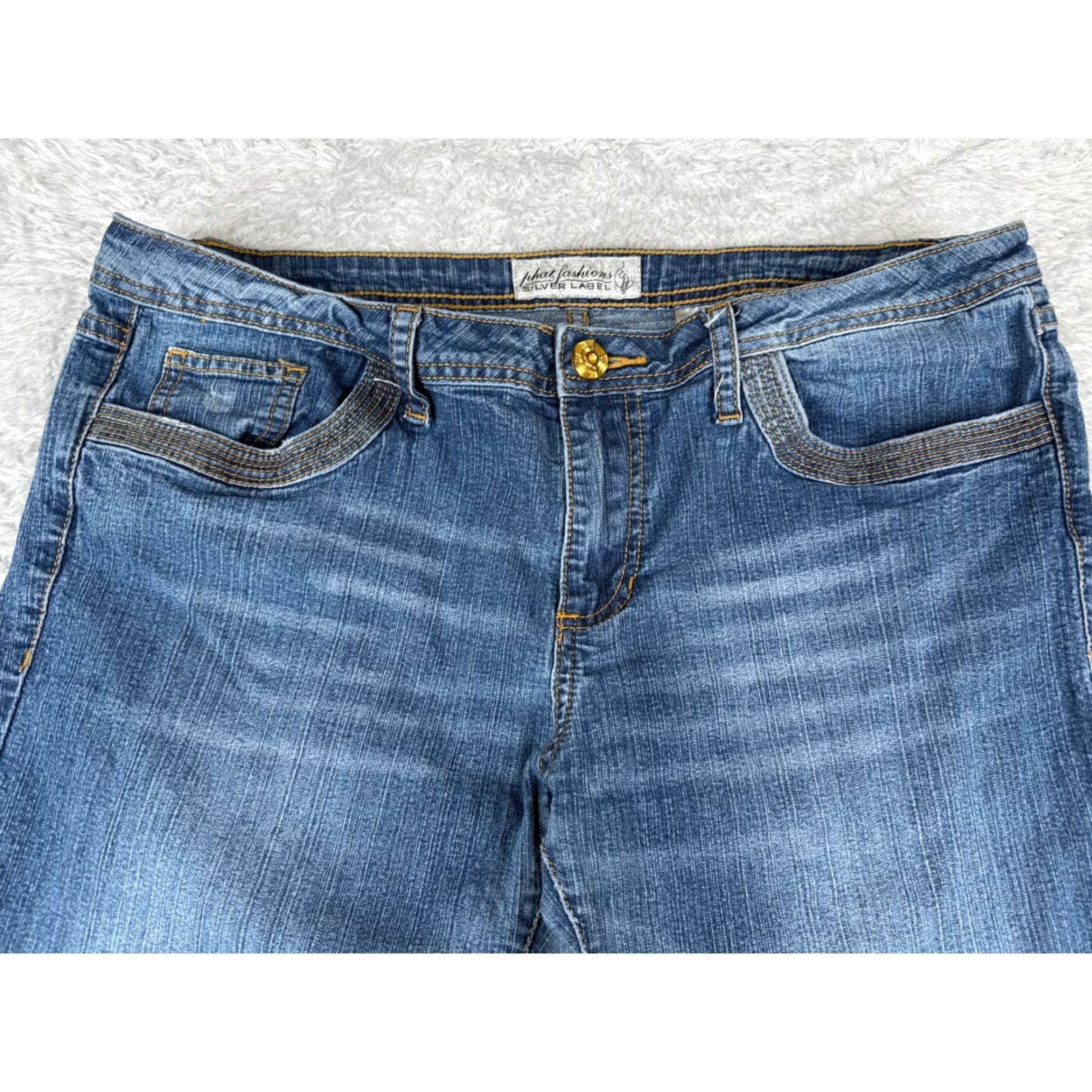 Vintage Phat Fashion Jeans Women Blue Denim Bootcut Mid Rise 36x31 15 Regular 36 Waist 31 Inseam 5-Pocket Denim Cotton Blend Stretch City Vintage No N/A Size 36" / US 14 / IT 50 - 4 Thumbnail