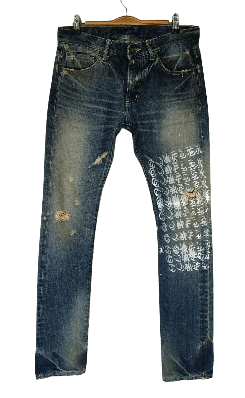 image of Beauty Beast x Hysteric Glamour Plein Printed Denim in Blue, Men's (Size 31)