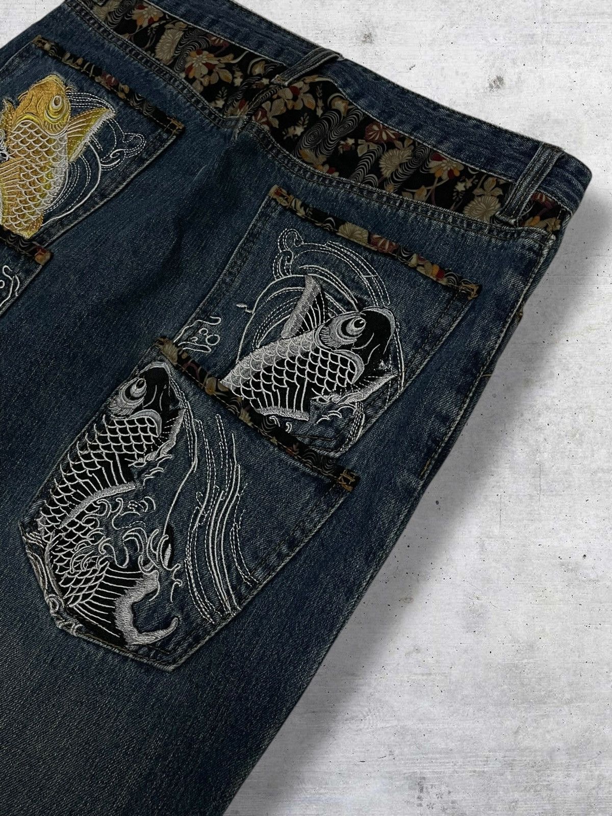Japanese Brand VINTAGE KOI EMBROIDERED JAPAN DESIGNER KARAKURI TAMASHI 90S Size US 32 / EU 48 - 7 Thumbnail