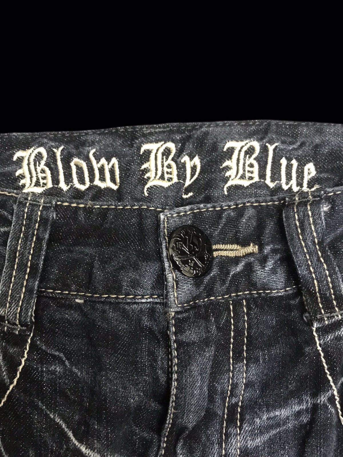 Japanese Brand 💥PUNK DENIM💥BLOW BY BLUE CRACKED FADES PATCHES DENIM F185 Size US 31 - 11 Thumbnail