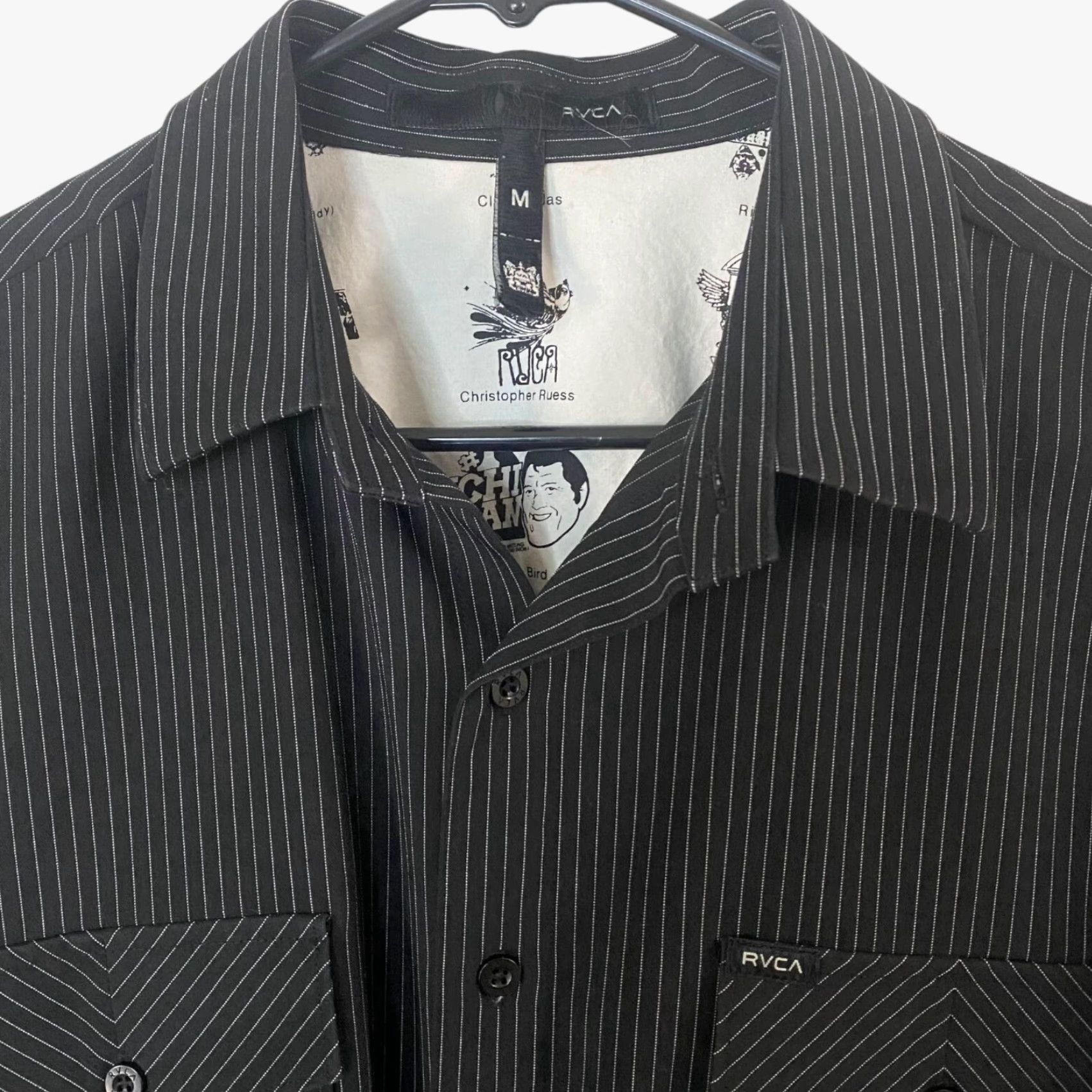 RVCA RVCA by PM Tenore Pinstripe Button-Up Shirt Men's Medium Black Long-Sleeve Shirt Size US M / EU 48-50 / 2 - 5 Thumbnail