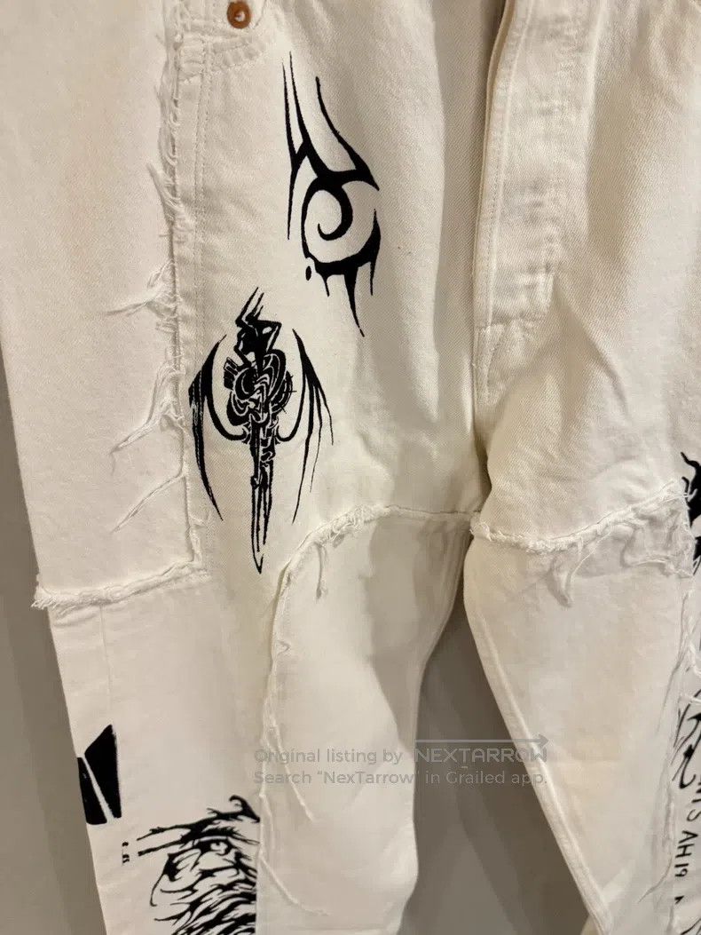 Vetements VETEMENTS size L White tribal print denim pants Size US 27 - 2 Thumbnail