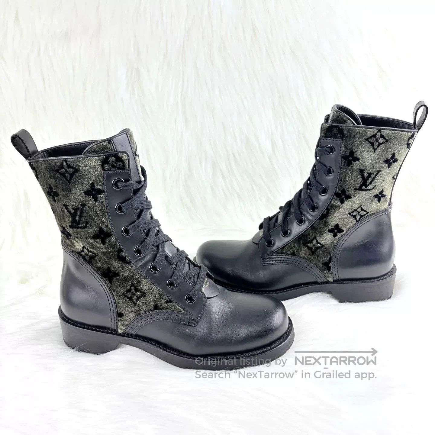 Louis Vuitton LV Camo Embossed Leather Martin Boots. Size US 6 / IT 36 - 5 Thumbnail