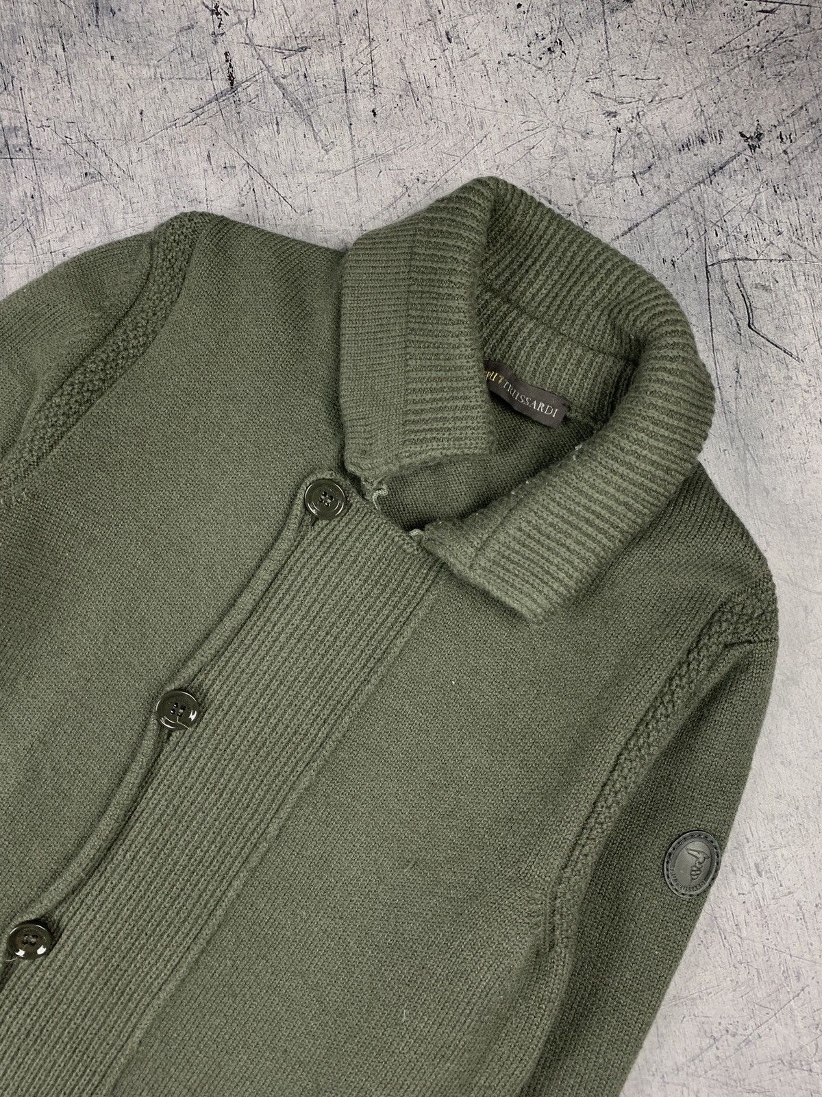 Trussardi Trussardi Men's Wool Cardigan Luxury Sweater Size L Green Size US L / EU 52-54 / 3 - 2 Thumbnail