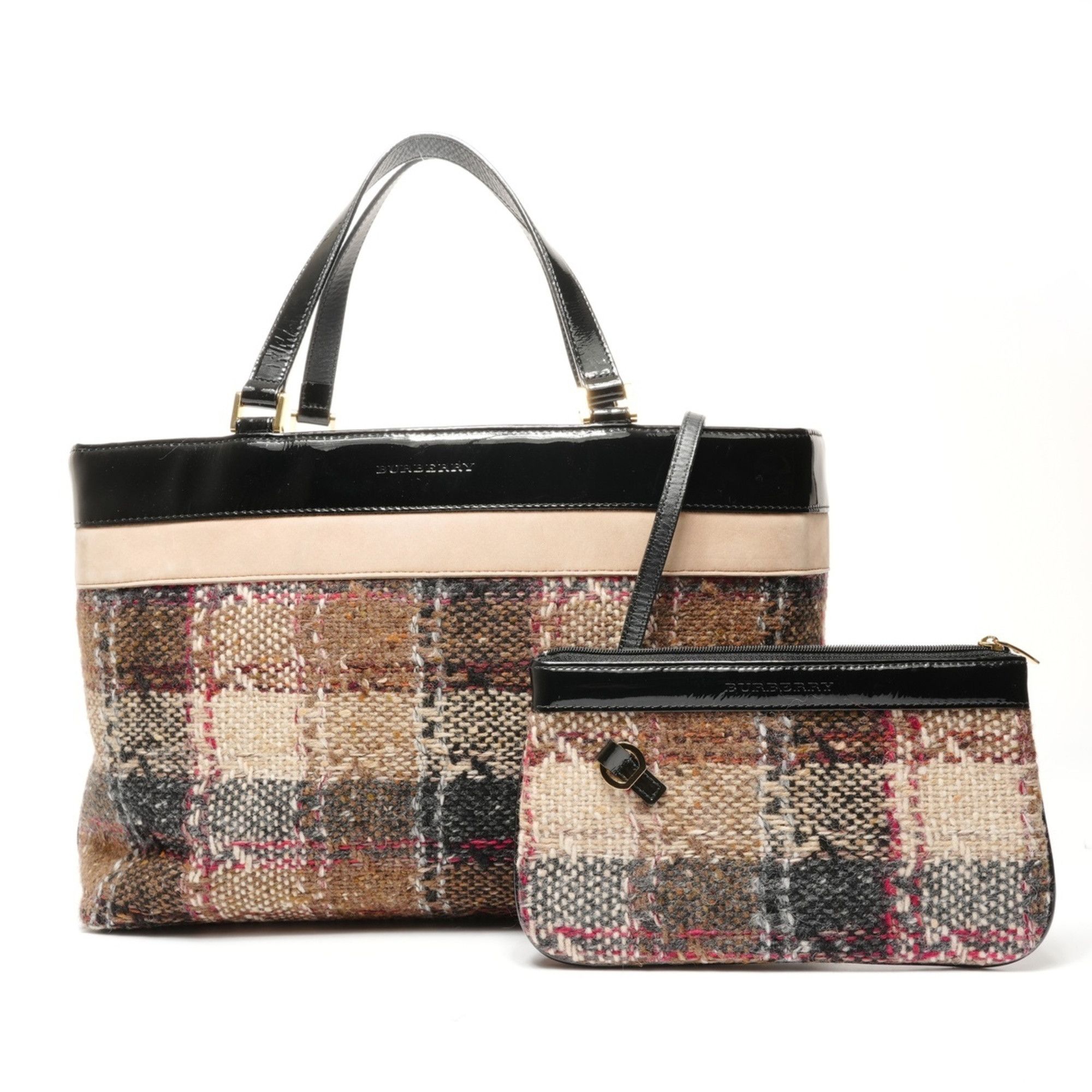 Burberry Burberry Tweed Wool PVB Handbag, Beige, WS25411 Size ONE SIZE - 1 Thumbnail