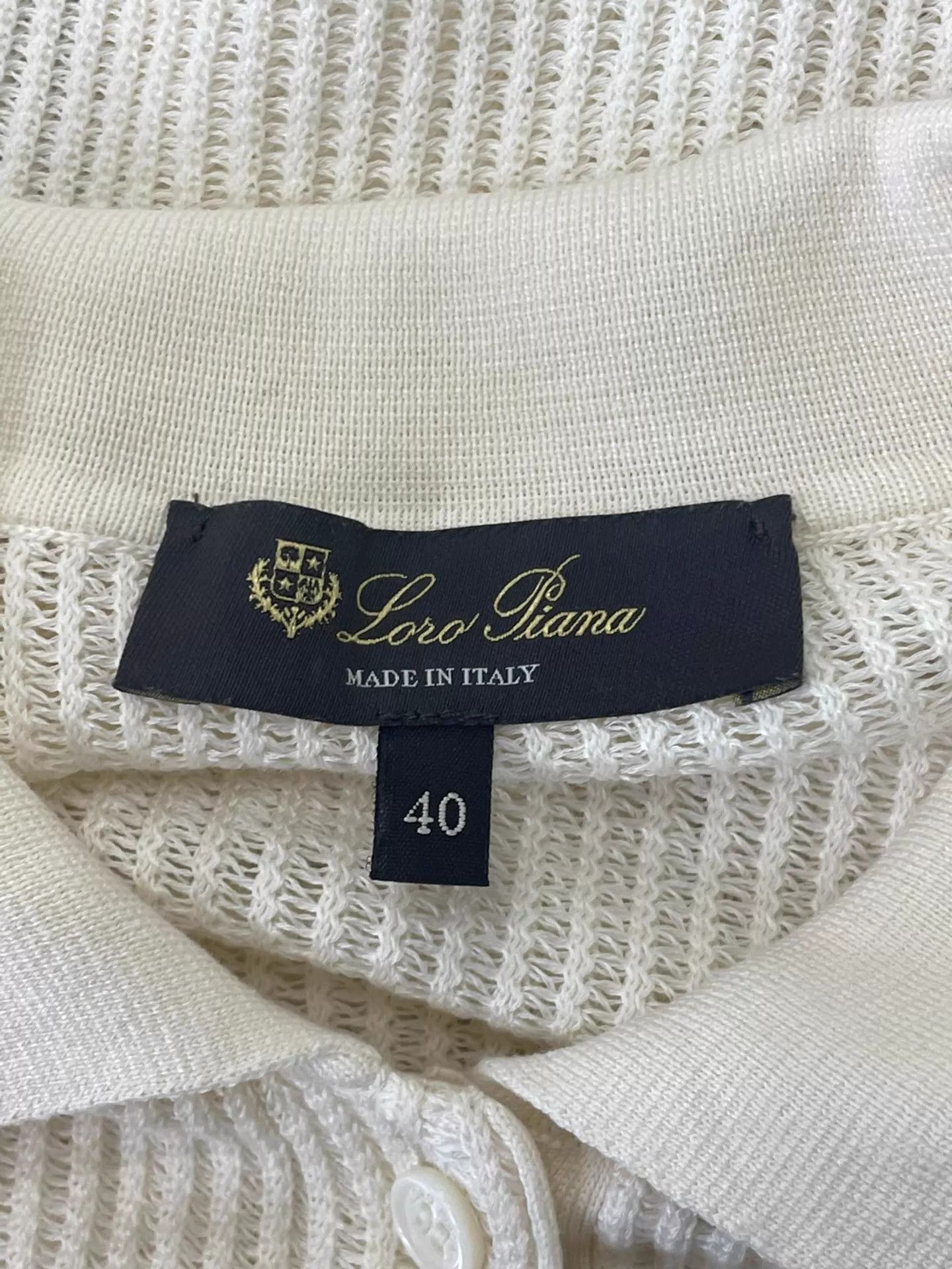 Loro Piana Loro Piana Cream Waffle Collar SS Top 40 Old Money Size S / US 4 / IT 40 - 4 Thumbnail