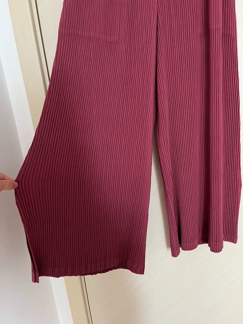 Issey Miyake Issey Miyake size:2 Red mainline toothpick wide-leg pants Size 31" - 3 Thumbnail