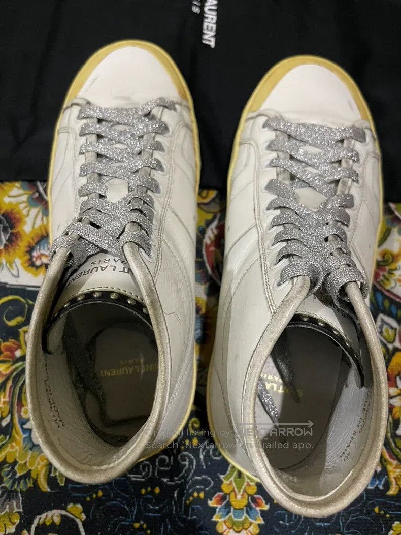 Saint Laurent Paris Saint Laurent Paris Silver Thread Lace-Up Sneakers Size US 7 / EU 40 - 6 Thumbnail
