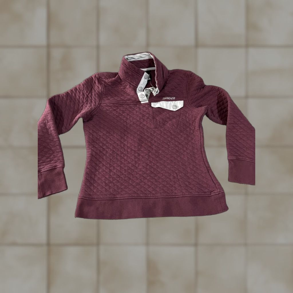 Spyder Spyder Pullover Womens Medium Burgundy Quilted Snap Mock Neck Sweater Athletic Size M / US 6-8 / IT 42-44 - 1 Thumbnail