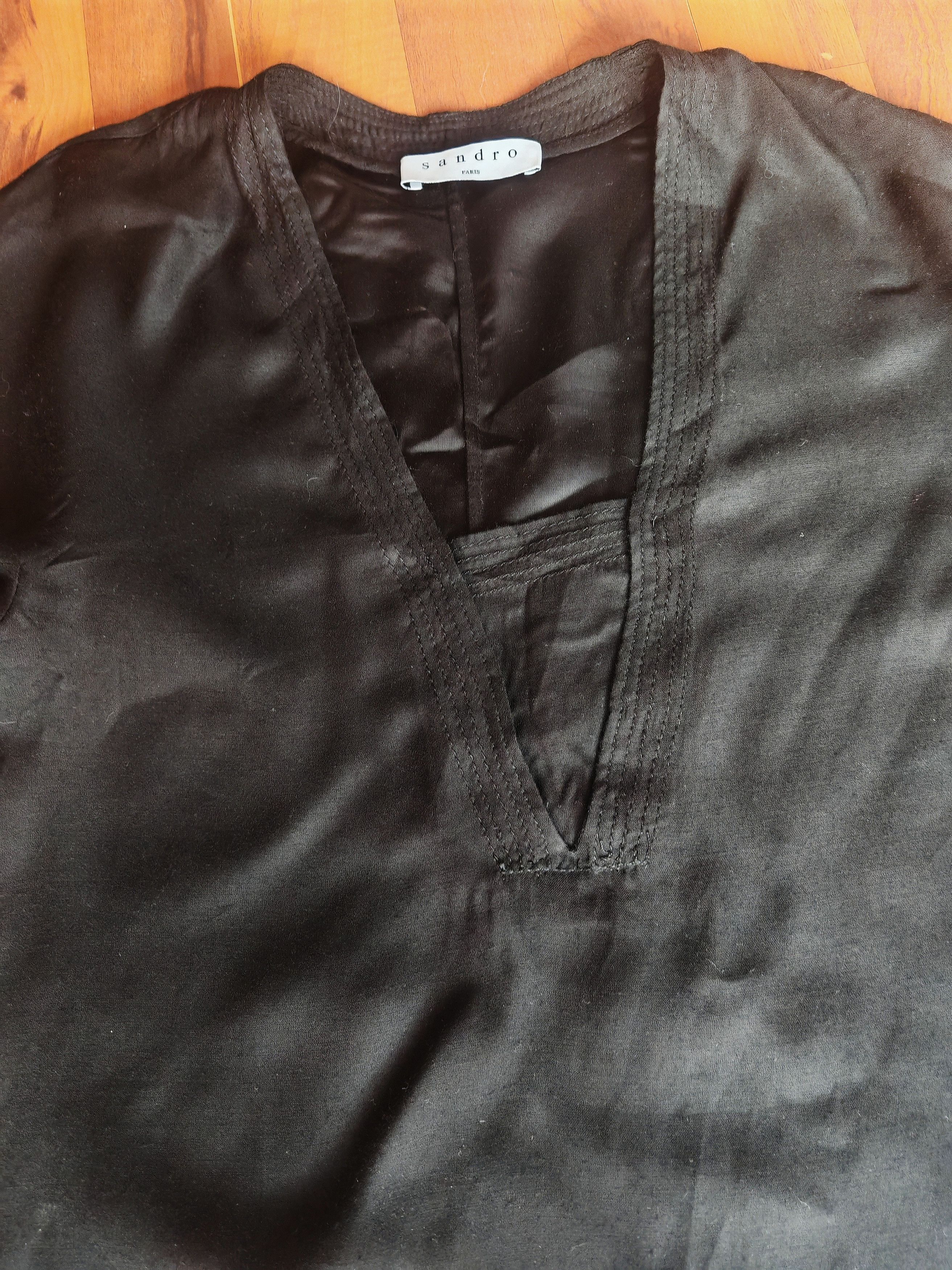 Designer × Sandro NWT Sandro Paris Black Viscose Long Sleeve Blouse size S-M Size M / US 6-8 / IT 42-44 - 7 Thumbnail