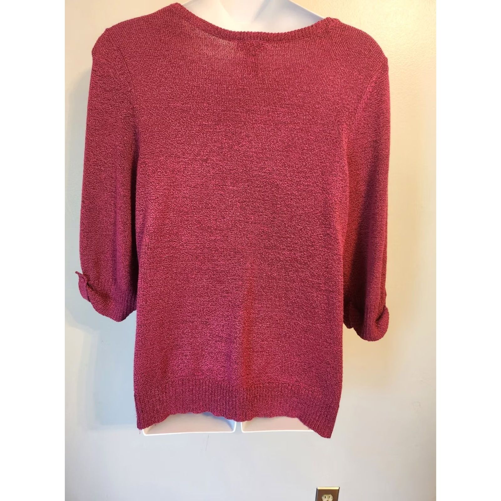Vintage Catherines Sweater Tunic Magenta Layered Look Roll Tab Sleeve 0X 14 16 Size XL / US 12-14 / IT 48-50 - 5 Thumbnail