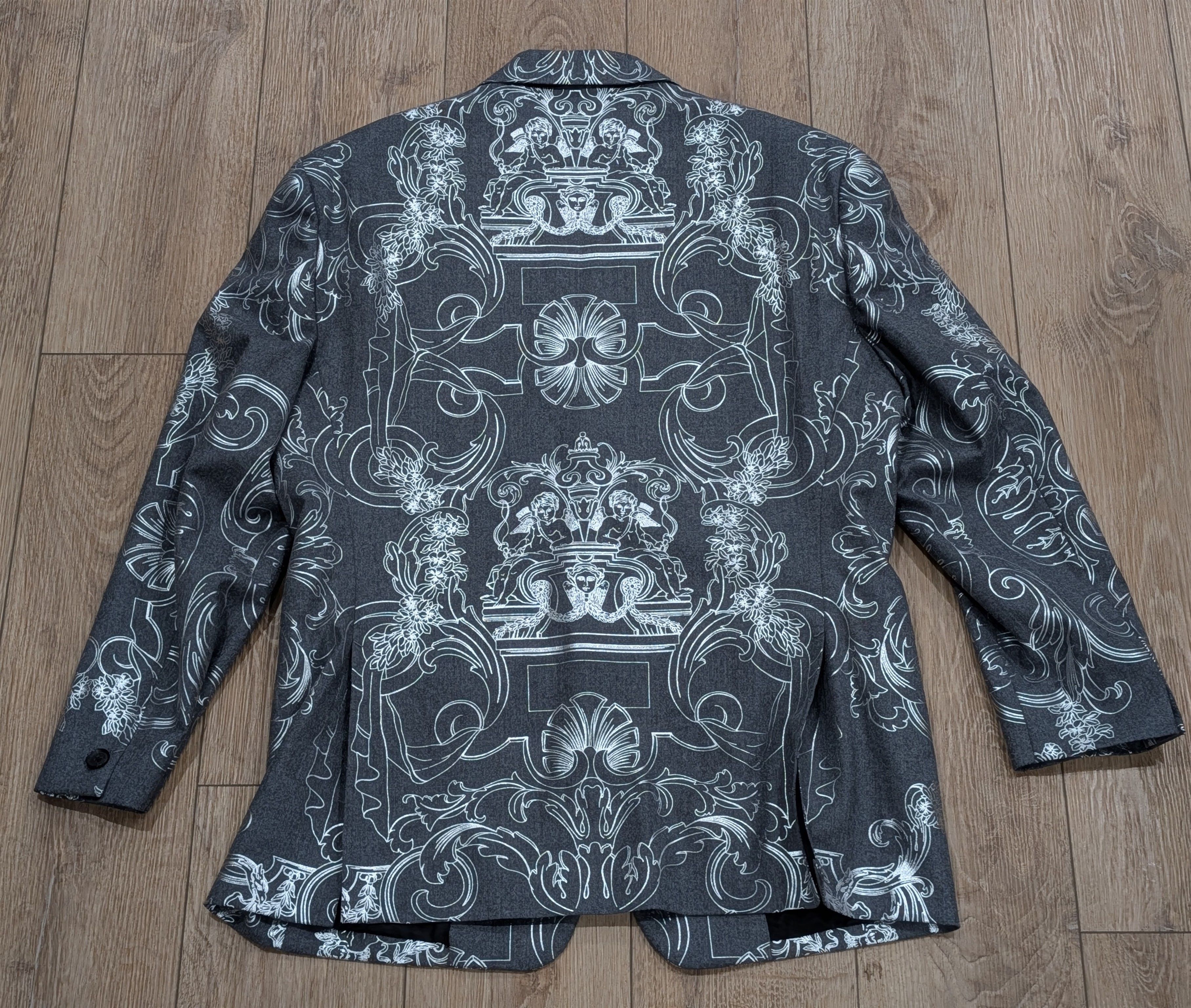 Versace VERSACE Baroque Overlay Wool Sport Coat Silver 54 US 44R Size 44R - 7 Thumbnail