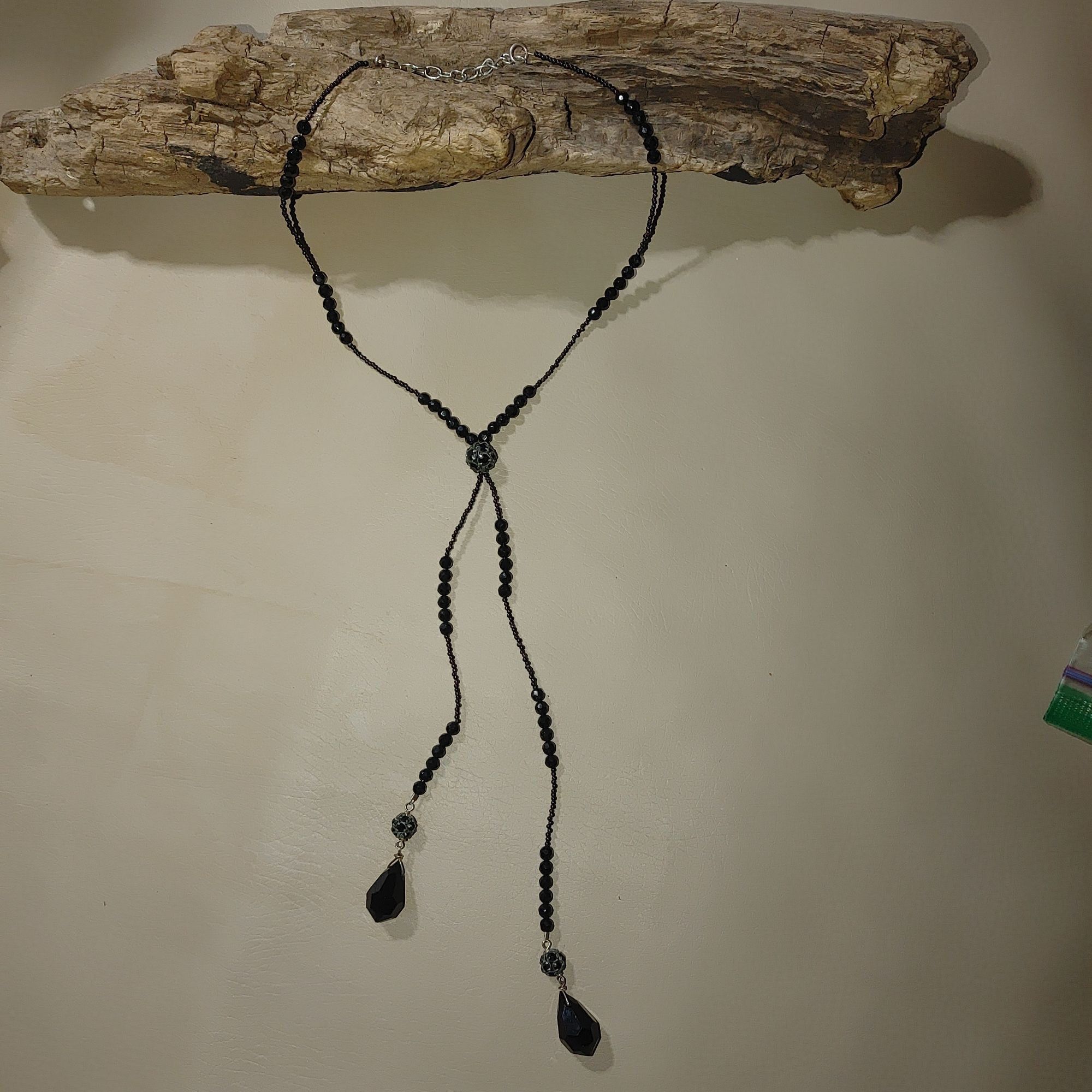 Other 925 Tassels Black Faceted Beaded Necklace Mourning Vintage V Size ONE SIZE - 6 Thumbnail