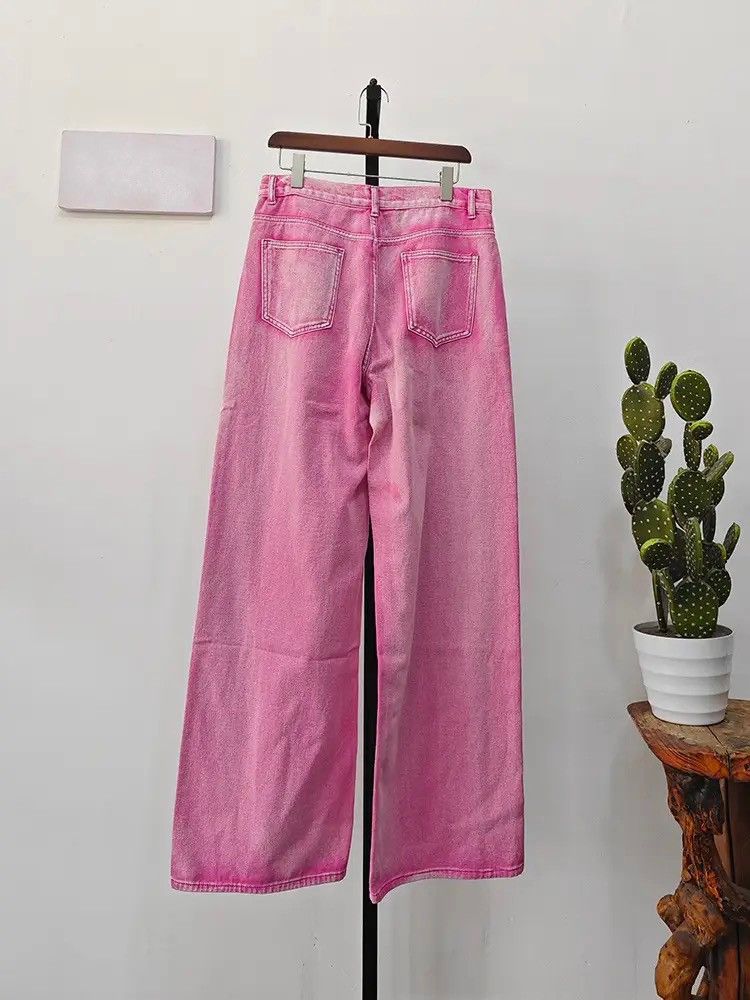 Japanese Brand × Vintage Casual Korean Pink Set Suit Solid Jeans + Jacket Coat Size 40R - 17 Thumbnail
