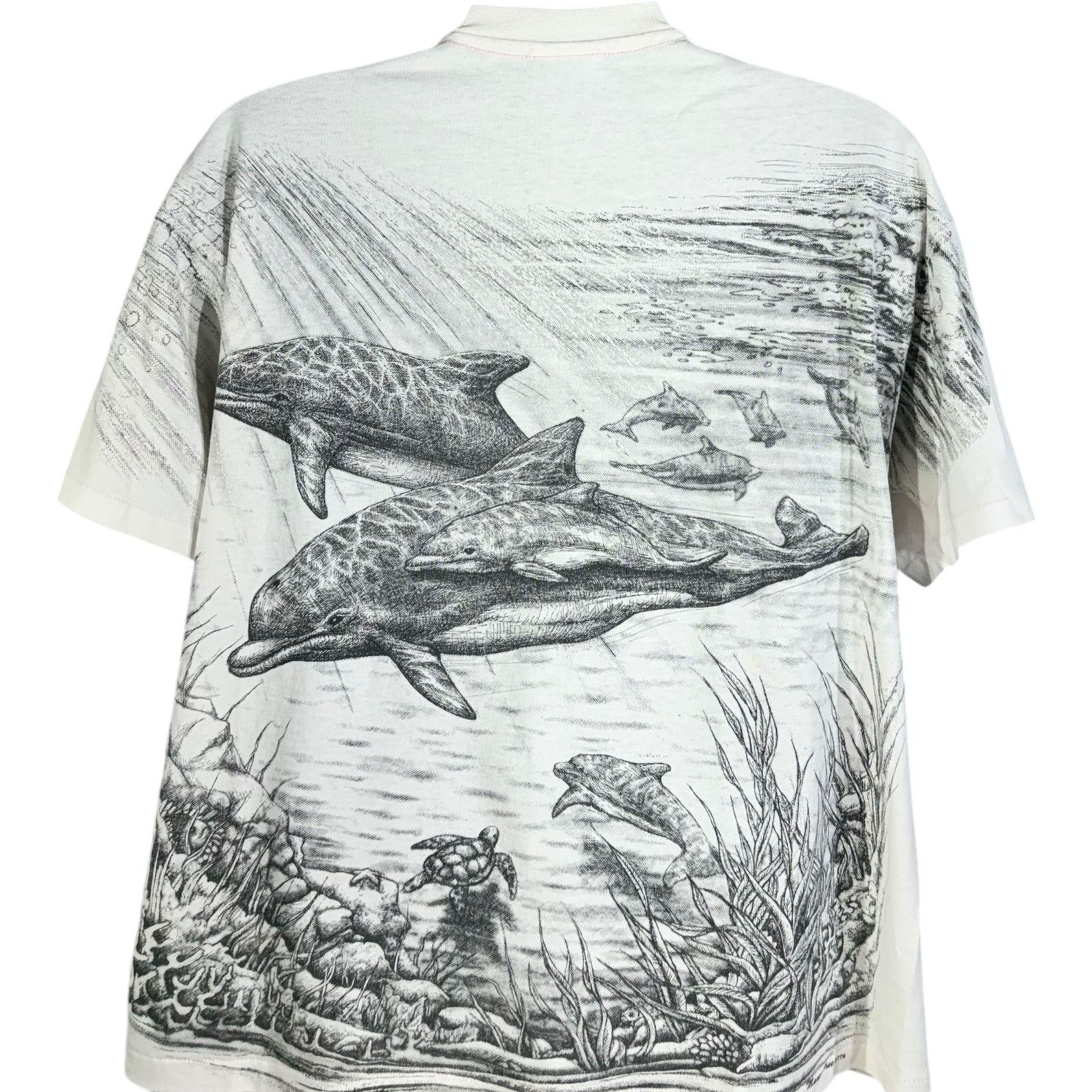 Hanes Vintage Bottlenose Dolphin Ocean Life AOP Tee Size US XL / EU 56 / 4 - 6 Thumbnail