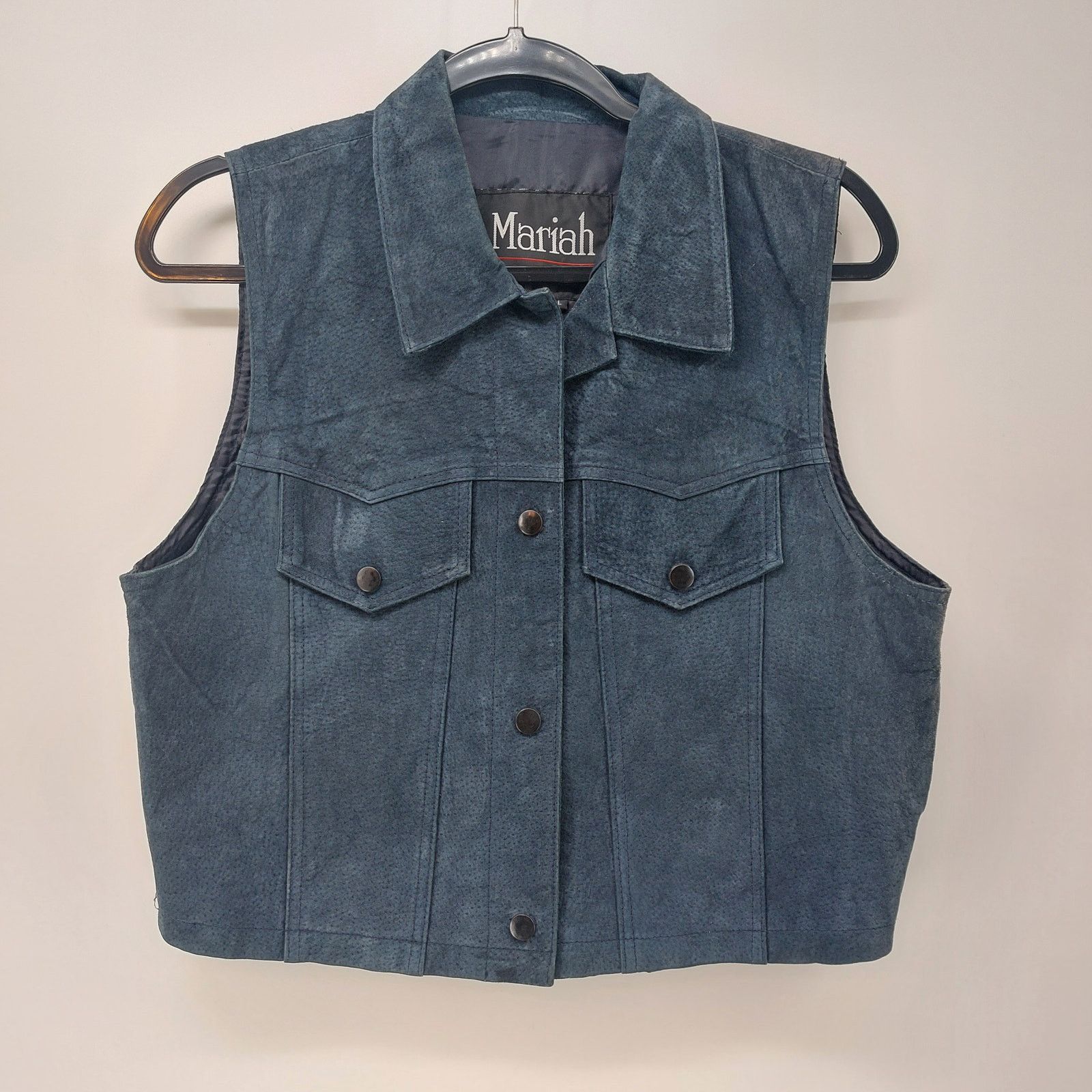 Vintage Mariah MPW Size L Hippy Navy Blue Vest Suede Western Cowgirl Size L / US 10 / IT 46 - 1 Thumbnail