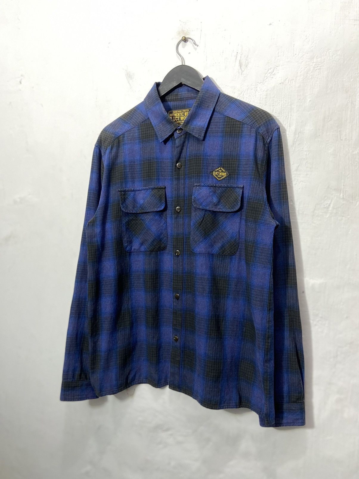 Japanese Brand Cluct Works Plaid Flannel Shirt Blue Grey Size US L / EU 52-54 / 3 - 1 Thumbnail