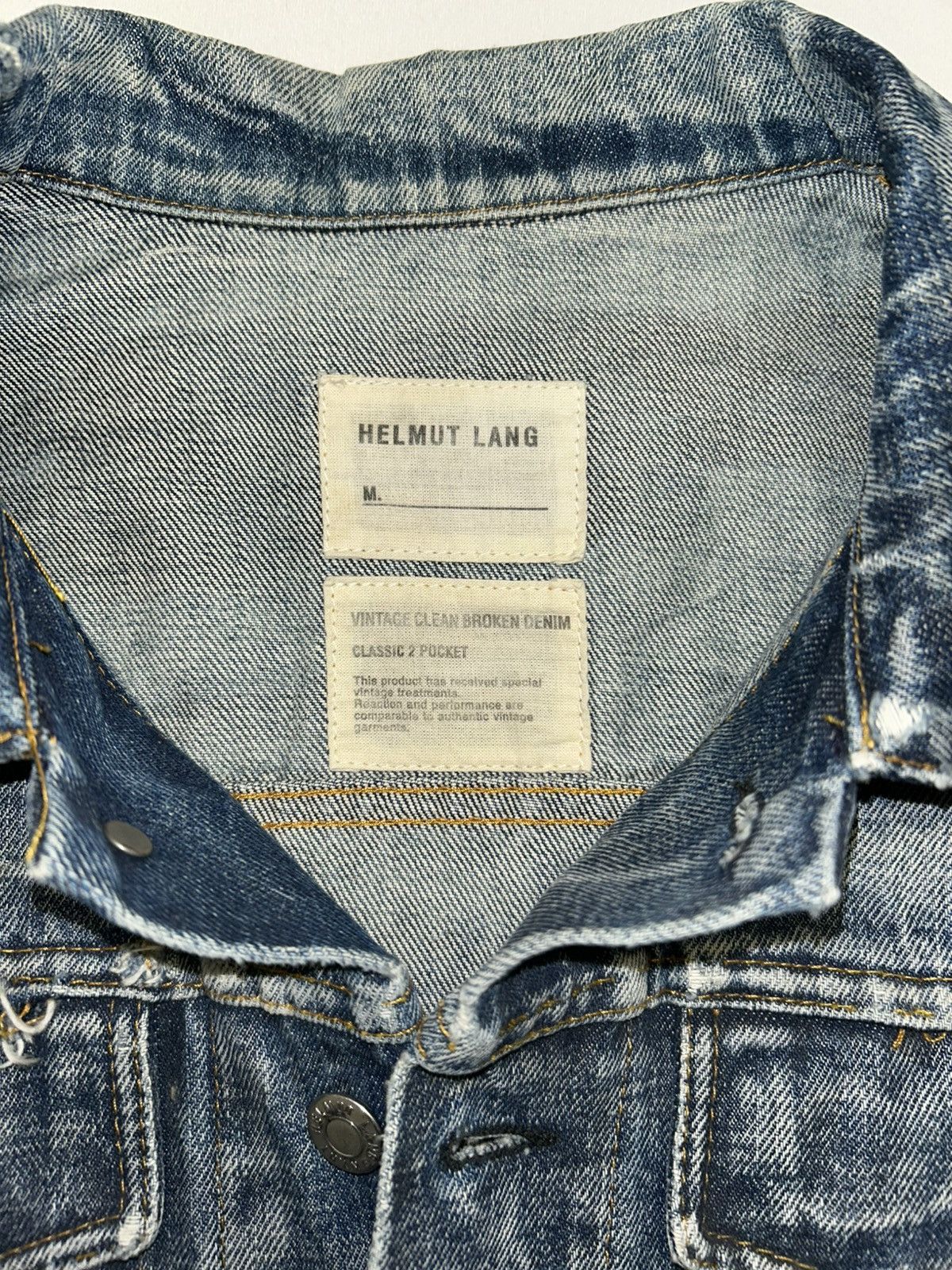 Helmut Lang 2004 Marble Wash Broken Denim Jacket Size US M / EU 48-50 / 2 - 5 Thumbnail