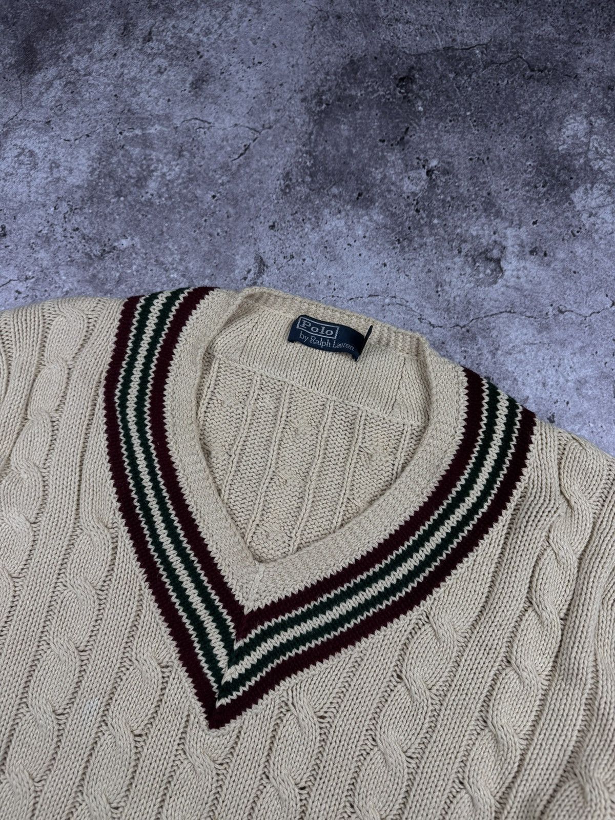 Polo Ralph Lauren Vintage Polo Ralph Lauren cable knit Cricket Sweater linen Size US XXL / EU 58 / 5 - 2 Thumbnail