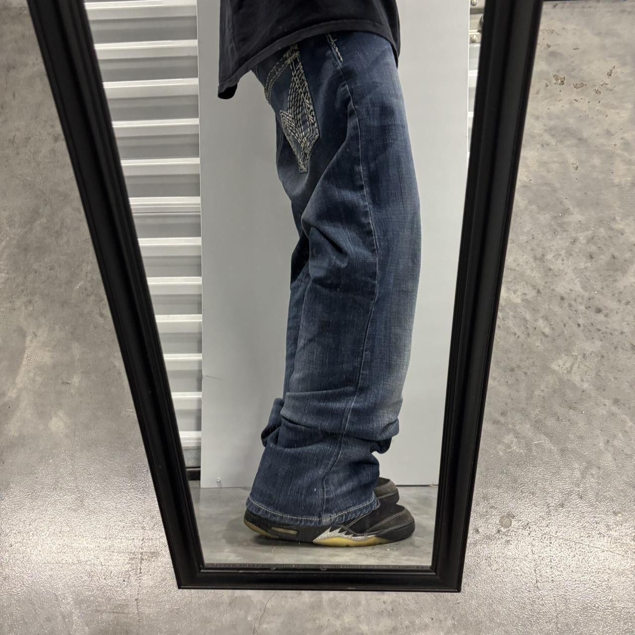 Japanese Brand × Vintage Crazy Vintage Y2K/2000s Grunge Faded Dark Wash Bootcut Denim Jeans! Size US 34 / EU 50 - 2 Thumbnail