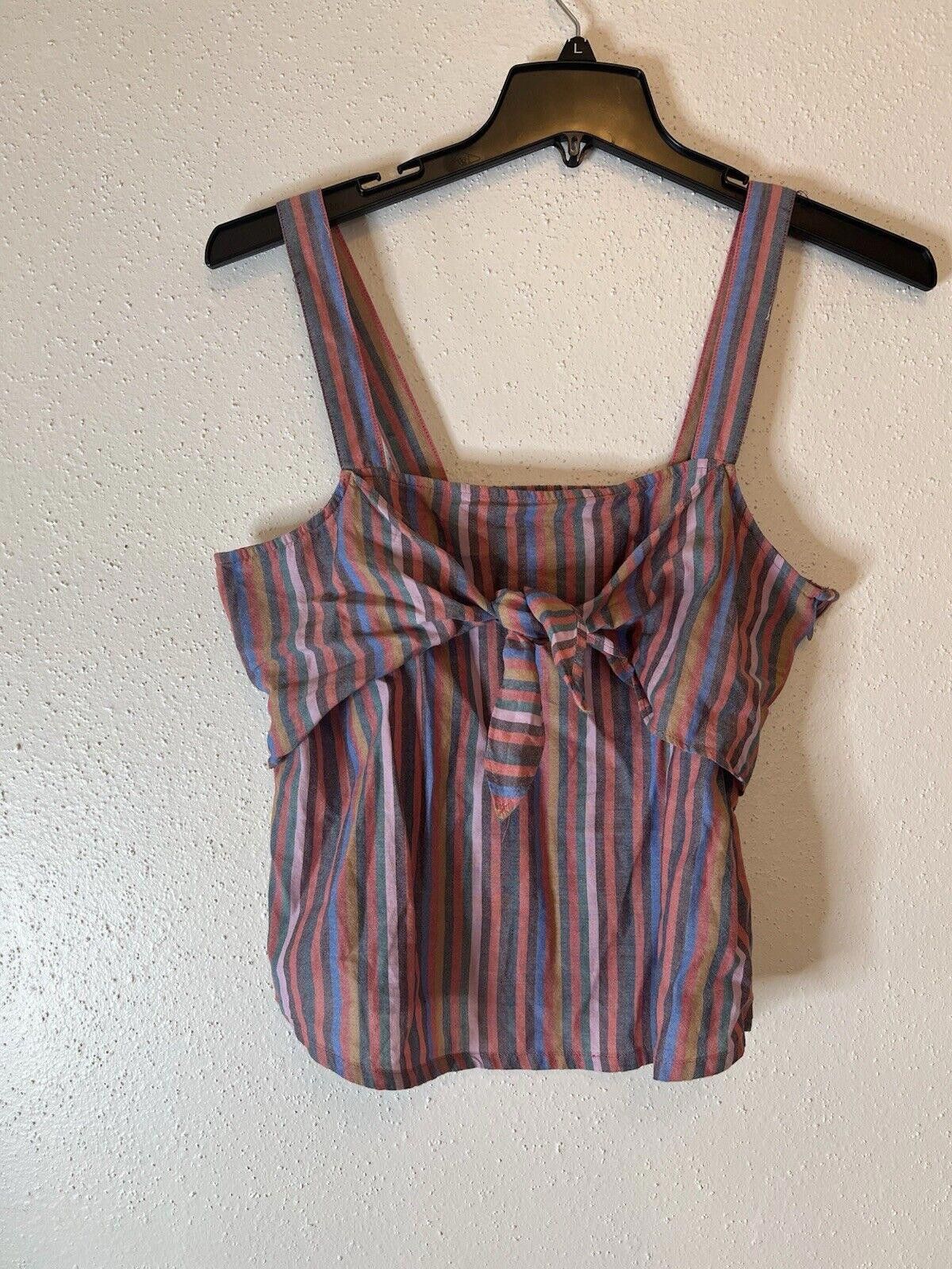 Rainbow Madewell Womens Tie-Front Cami Top in Rainbow Stripe size 10 Size L / US 10 / IT 46 - 3 Thumbnail
