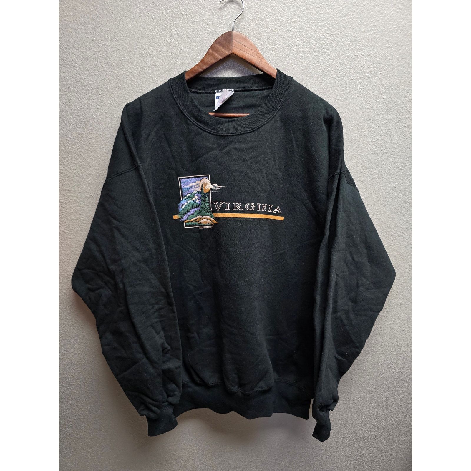 Jerzees × Vintage Vintage Mens Black Sweater Virginia Graphic XL Sweatshirt Size US XL / EU 56 / 4 - 1 Thumbnail