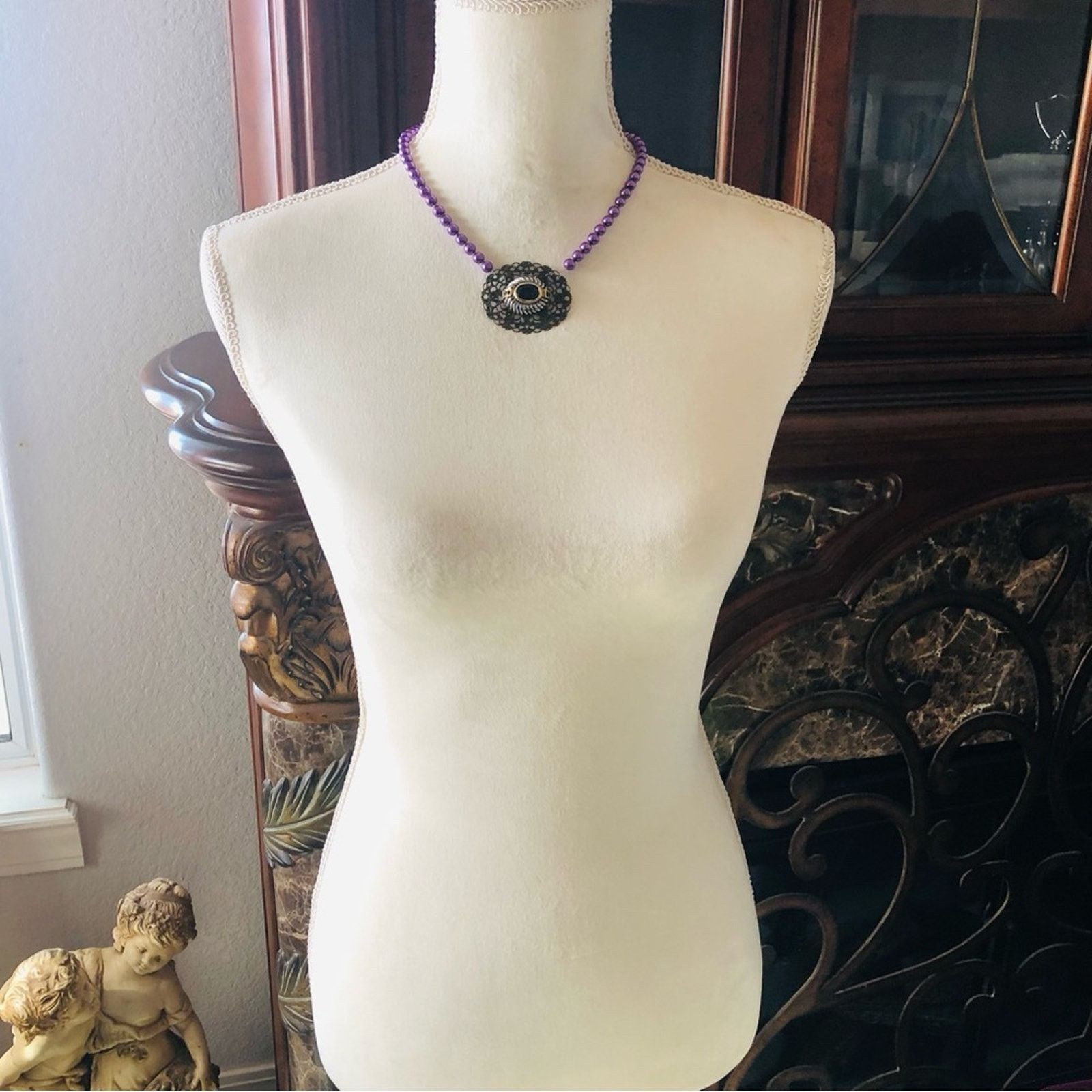 Handmade Handcrafted repurpose genuine amethyst Pearl necklace Size ONE SIZE - 7 Thumbnail