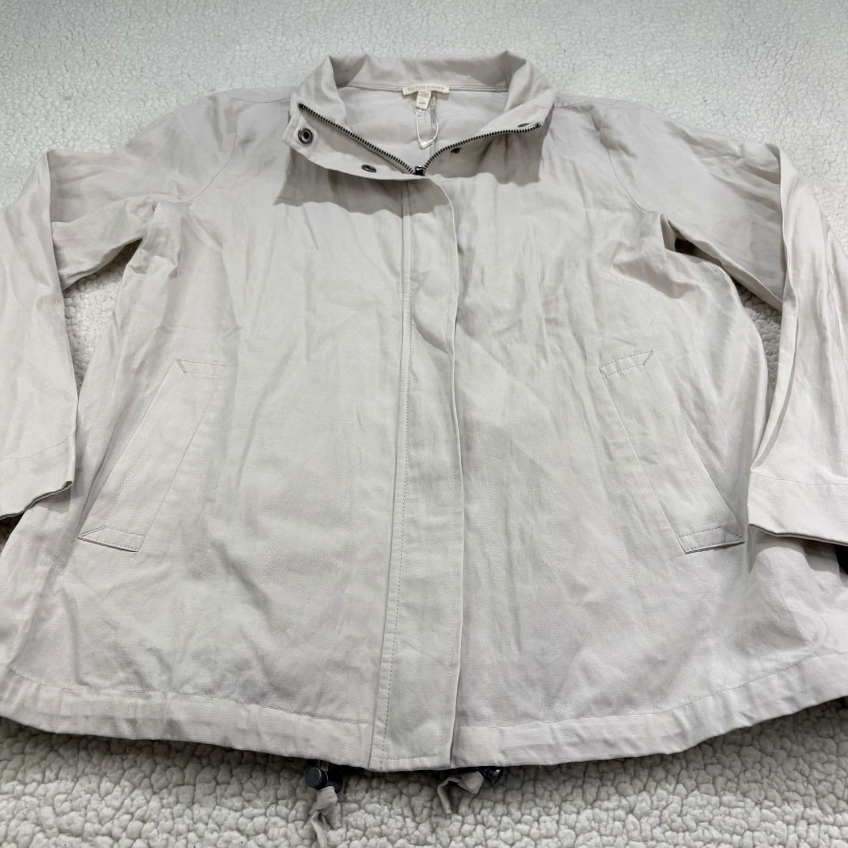 Eileen Fisher Eileen Fisher Beige Organic Cotton Woven Jacket Zip Bone Lightweight Women M Beige Jacket Regular O RG Size M / US 6-8 / IT 42-44 - 2 Thumbnail
