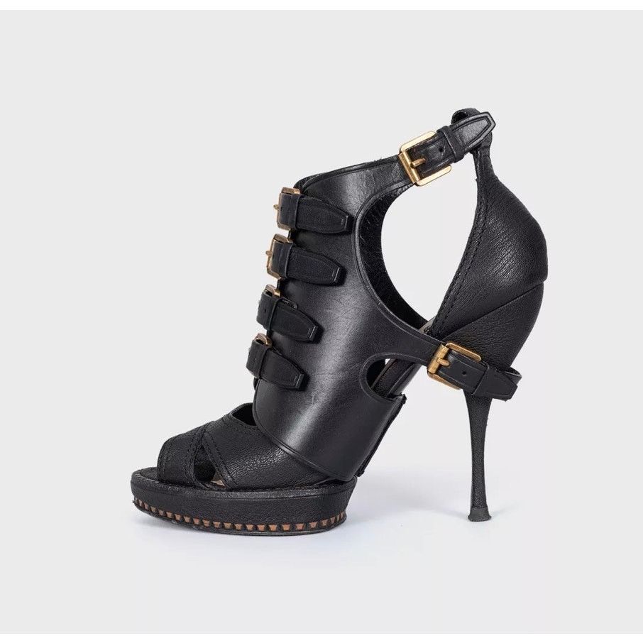 Christian Dior Black Leather Stiletto Heels 38.5