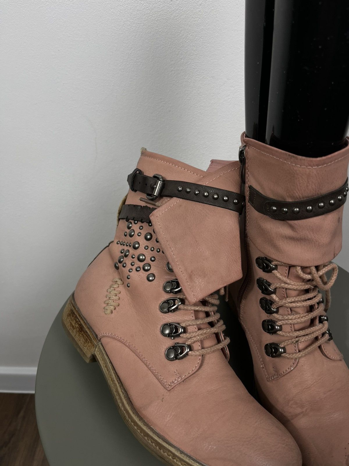 Other Pink Stud Buckle Ankle Boots Womens EU 39 Size US 8 / IT 38 - 2 Thumbnail