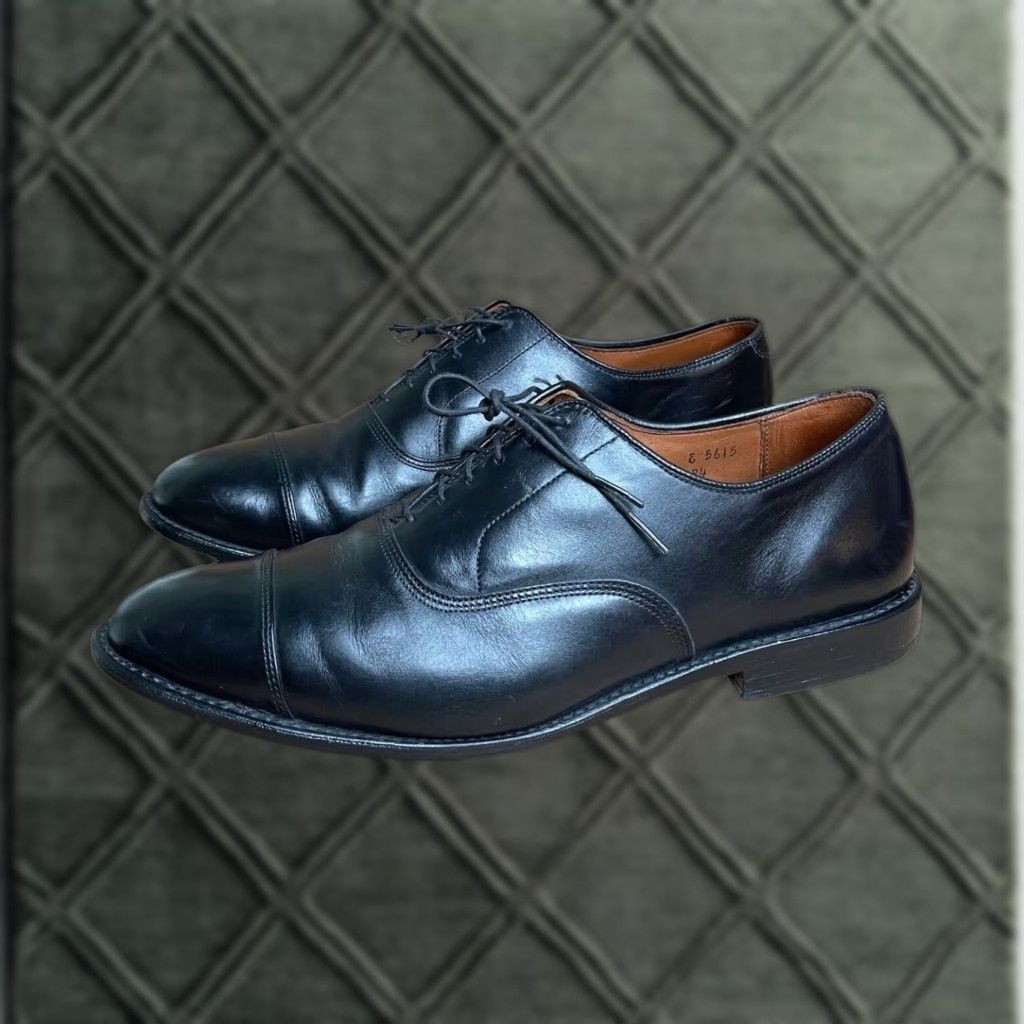 Vintage Allen Edmonds Park Avenue Men's Leather Cap-Toe Oxfords 12 E Black Dress Shoes Usa