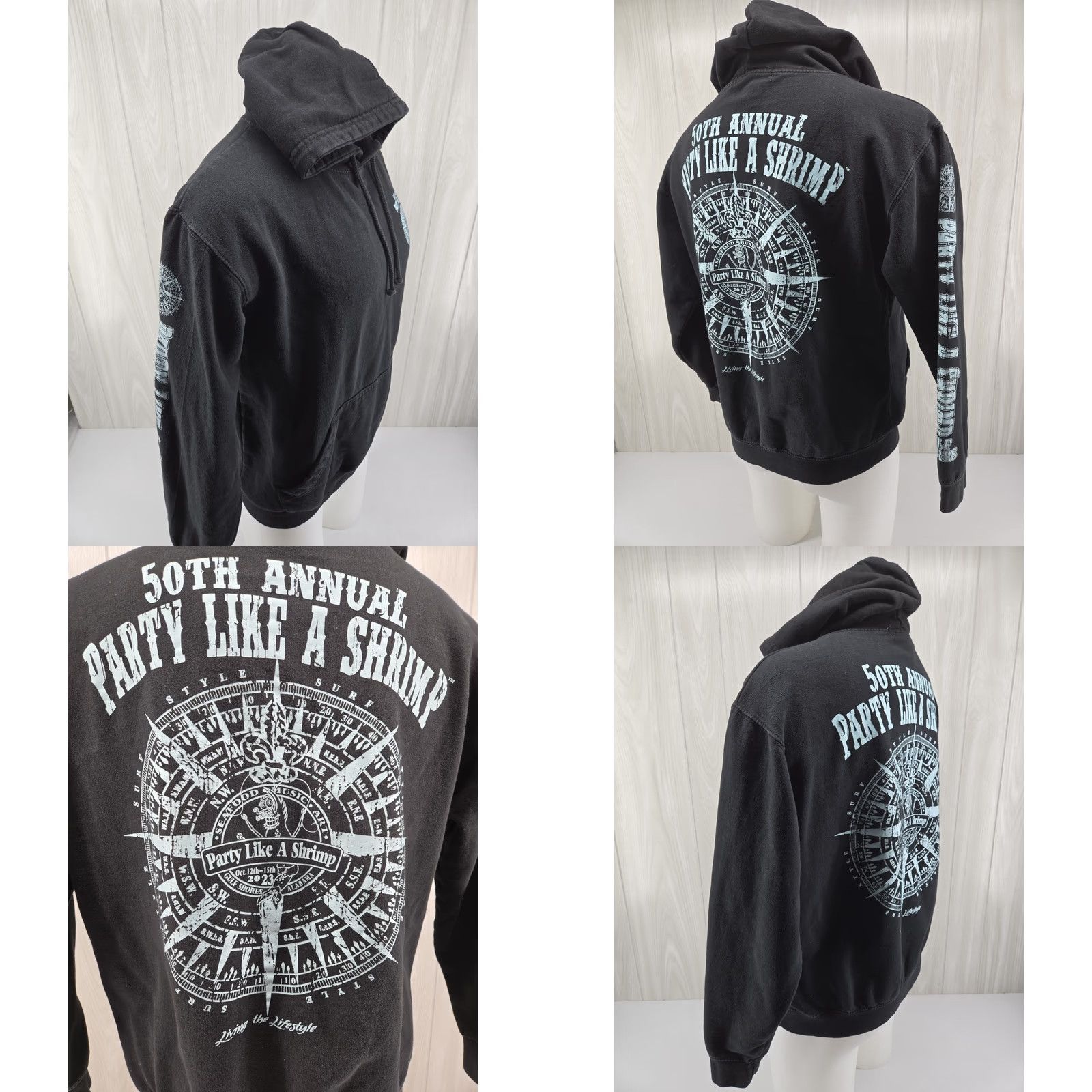 Shrimps 50th Annual 2023 Party Like A Shrimp Hoodie Black Large Men Shirts Tshirt Graphic Print Long Sleeve Vintage No N/A Size US L / EU 52-54 / 3 - 8 Thumbnail