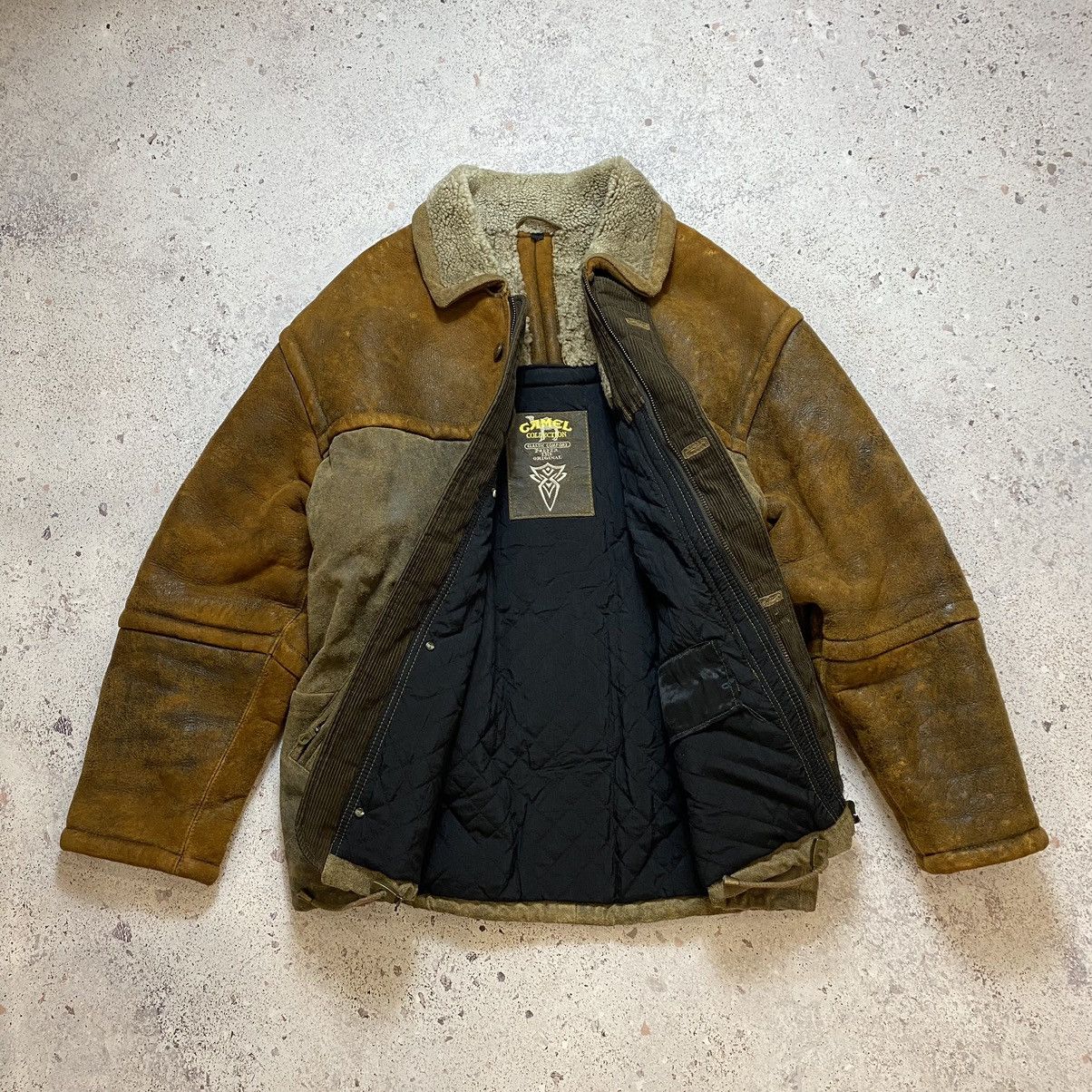 Camel × Japanese Brand × Vintage Vintage 90s Leather Camel Jacket Coat Y2K Avantgarde Retro Size US XL / EU 56 / 4 - 12 Thumbnail
