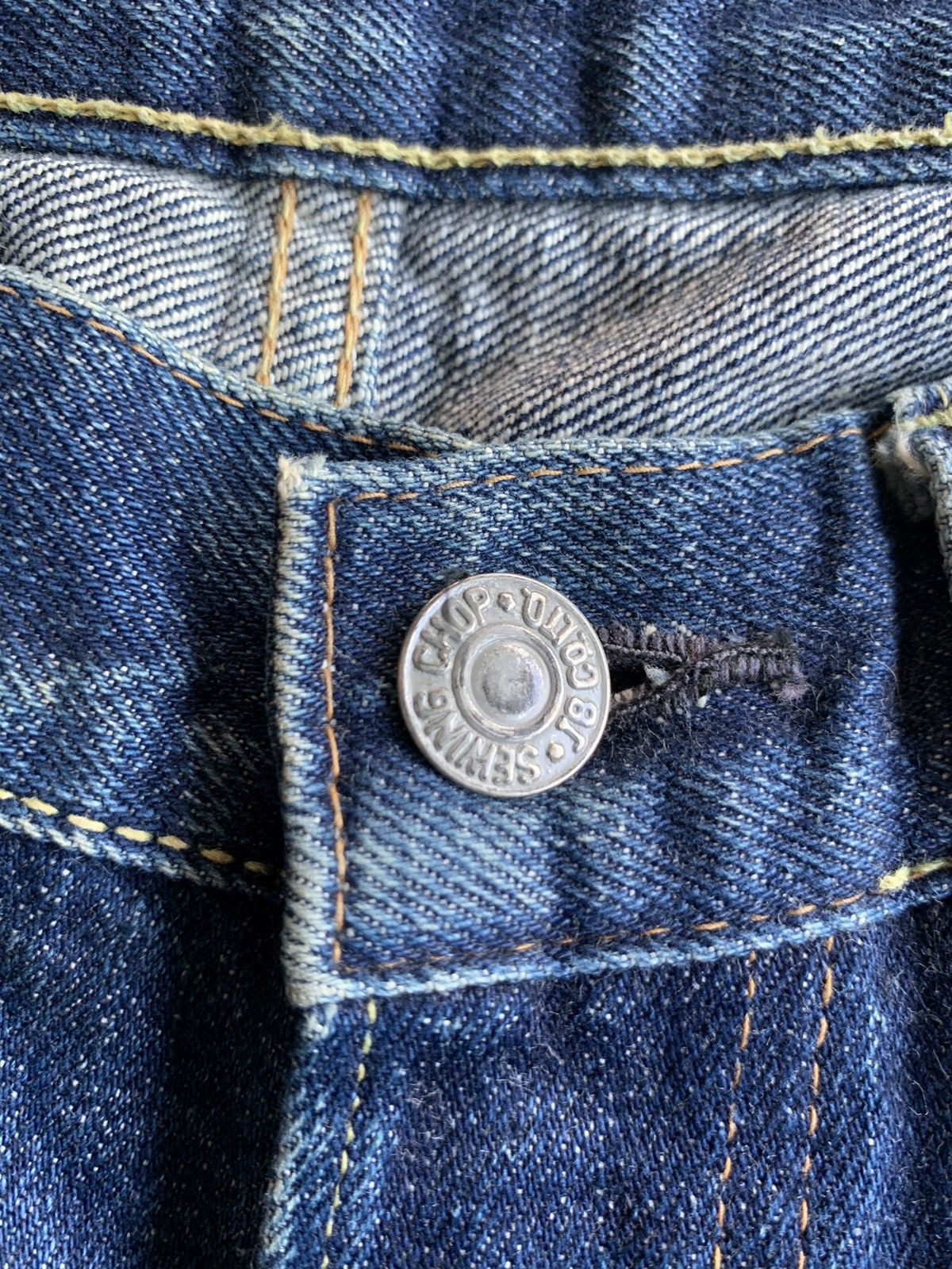 Sugar Cane VINTAGE SWING CHOP SELVEDGE FADED & RUSTY DISTRESSED DENIM Size US 29 - 15 Thumbnail