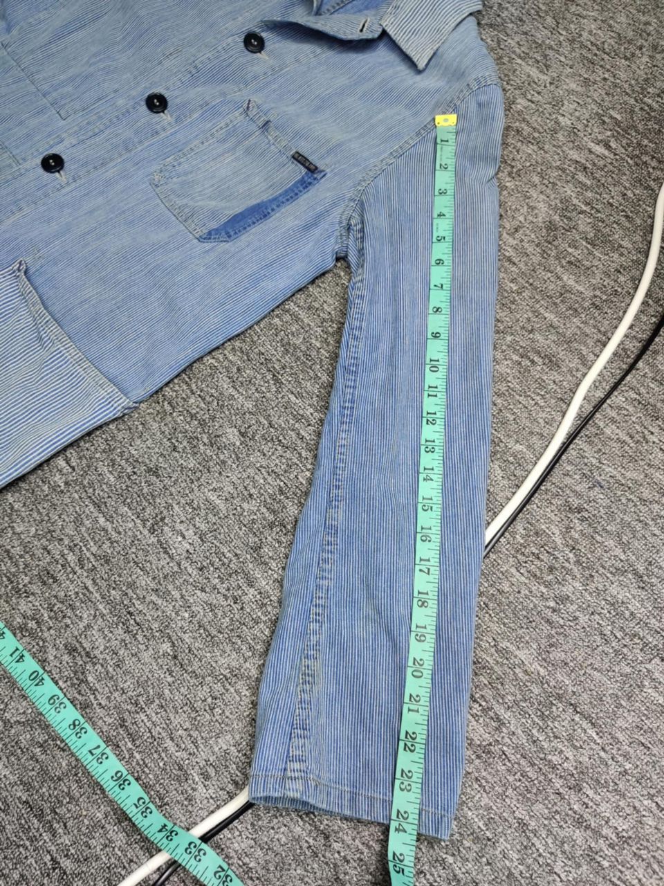 Blue Blue Japan Vintage 90s Blue Blue Japan Indigo Stripe Chore Jacket Size US L / EU 52-54 / 3 - 17 Thumbnail