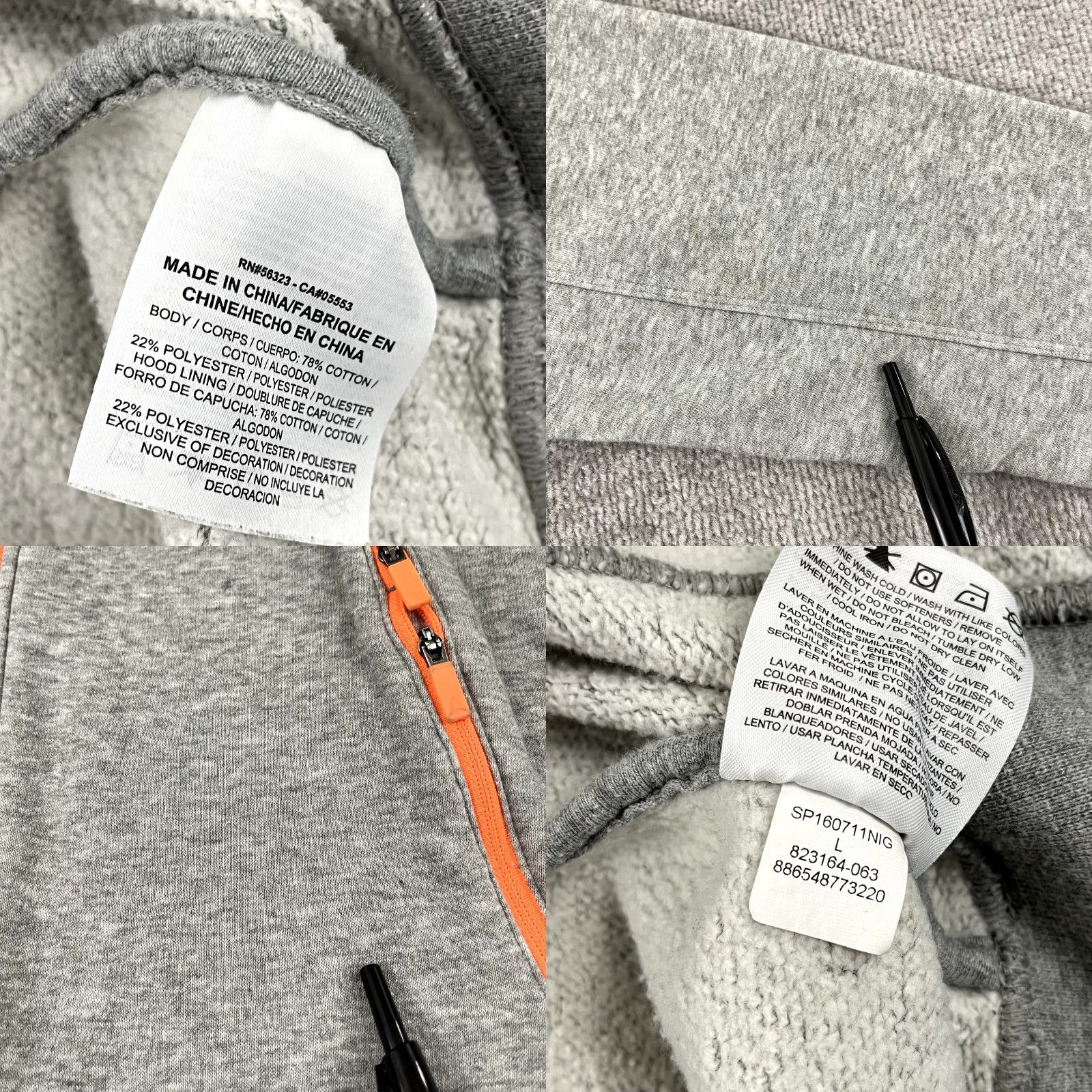Nike JORDAN Nike Jacket Men Large Gray Full Zip Hooded Hooper Sweatshirt Basketball Fleece Pockets Zipped Pockets Regular Size L Size US L / EU 52-54 / 3 - 8 Thumbnail
