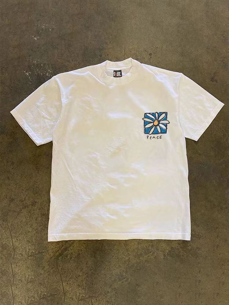 Japanese Brand White casual retro floral print t-shirt Size US M / EU 48-50 / 2 - 2 Thumbnail