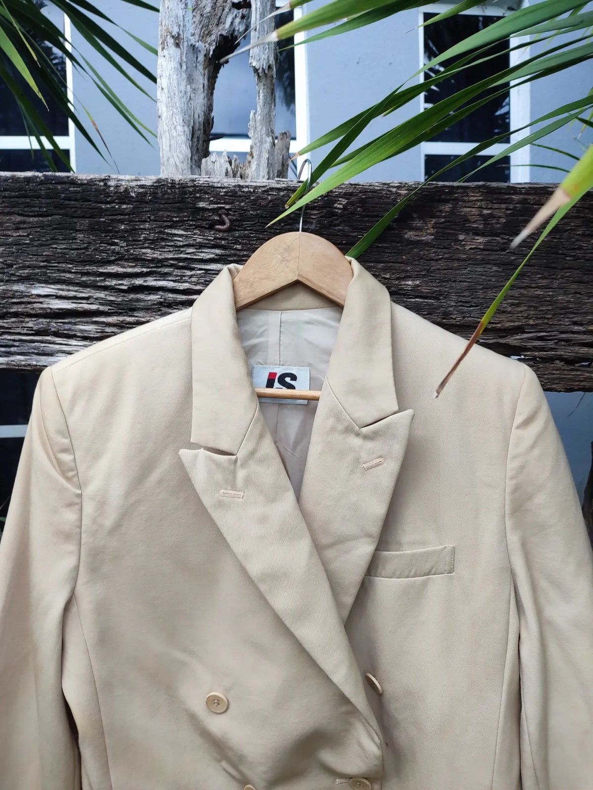 Issey Miyake Vintage Late 1980s Issey Sport Double-Breasted Beige Blazer Size M / US 6-8 / IT 42-44 - 2 Thumbnail