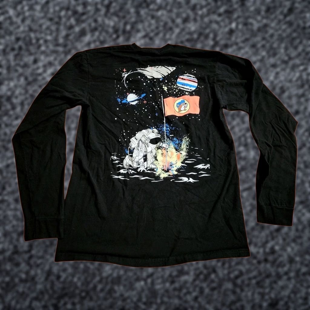 Doublet Bucees T-Shirt Moon Space Astronaut Adult M Black 100% Cotton Long Sleeve Crew Neck Logo Vintage No Size US M / EU 48-50 / 2 - 1 Thumbnail