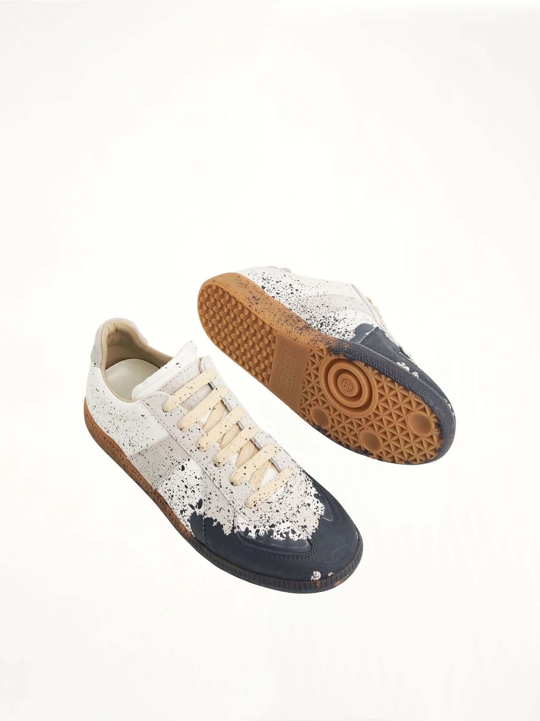 Maison Margiela o1w1db11225 Replica Paint Splatter Sneakers in White/Pewter Size US 10 / IT 40 - 4 Thumbnail