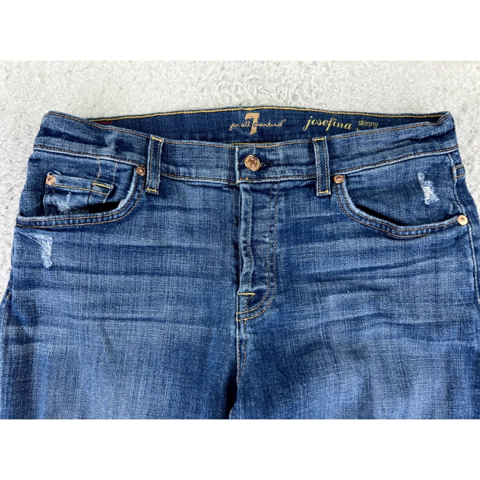 7 For All Mankind 7 For All Mankind Jeans Women 27 Blue Denim Josefina Skinny Button Fly Adult Regular 27 in Blue 7 For All Mankind Jeans Womens Jeans Button Fly 90s? Size 27" / US 4 / IT 40 - 4 Thumbnail