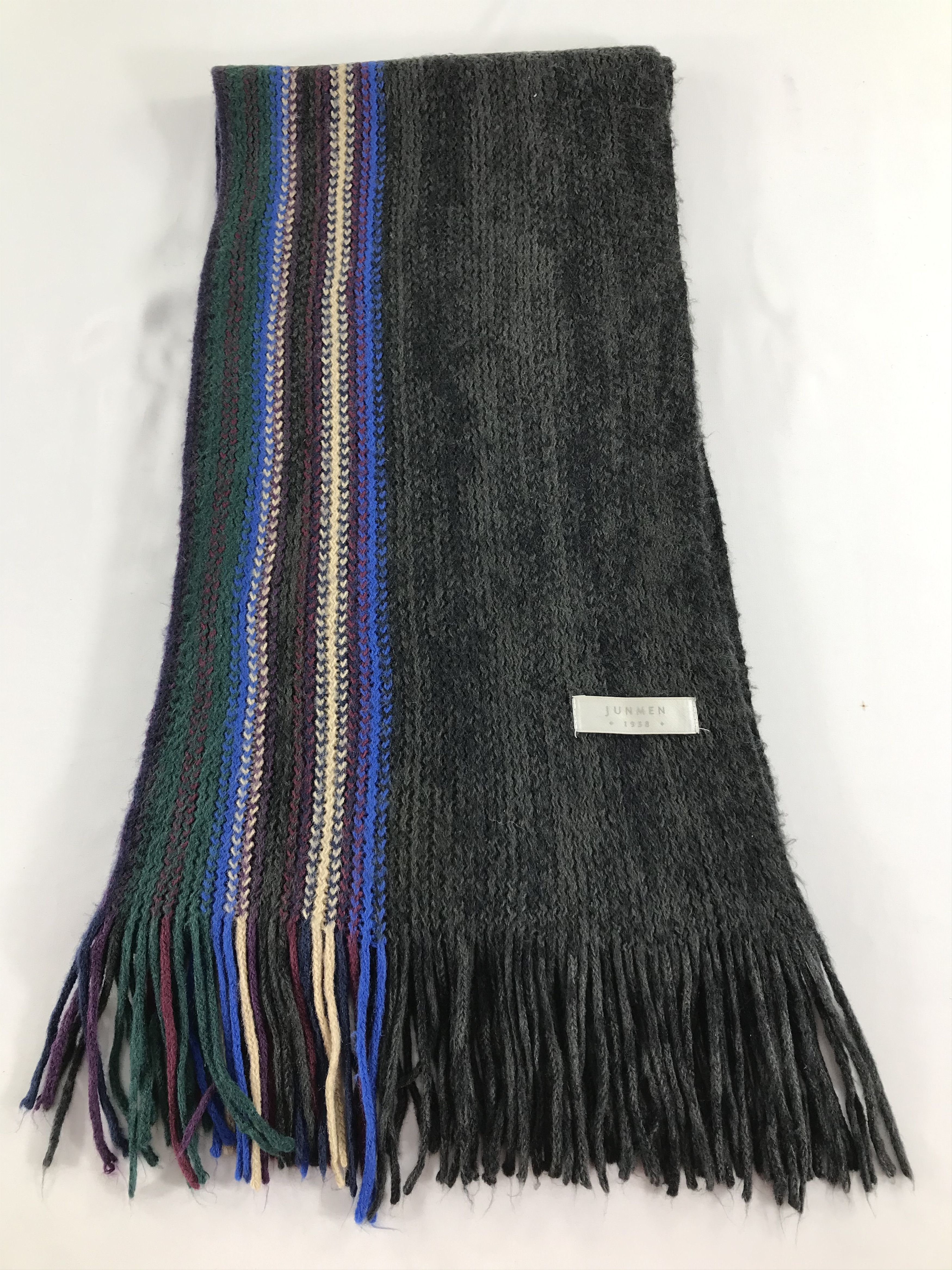 Mr. Junko Jun Men Striped Knit Wool Scarf Muffler V479 Size ONE SIZE - 2 Thumbnail