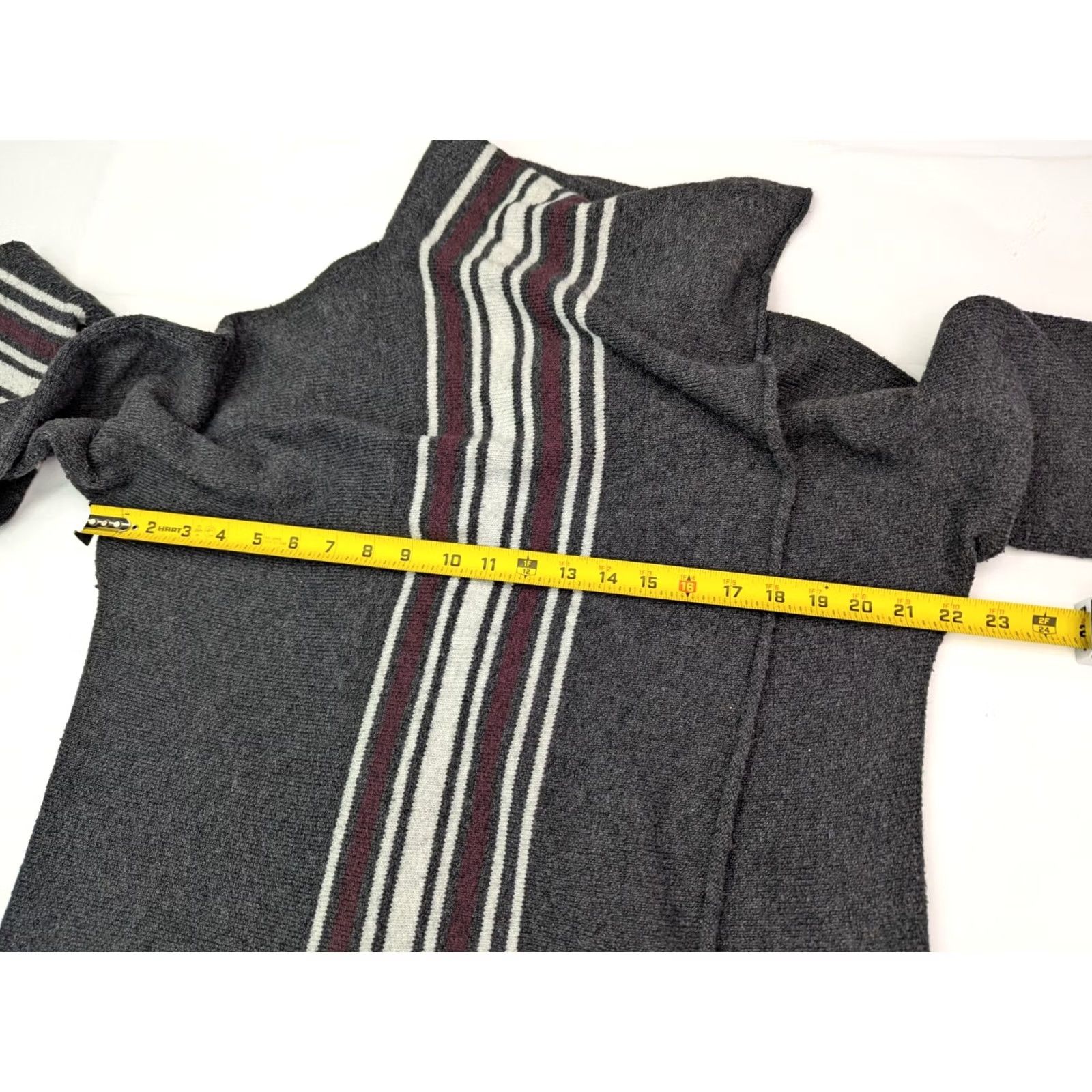 Eddie Bauer Eddie Bauer Cardigan Women's L Gray Striped Knit Open Pockets V-Neck Fall Winter Classic Knit Sweater Size L / US 10 / IT 46 - 7 Thumbnail